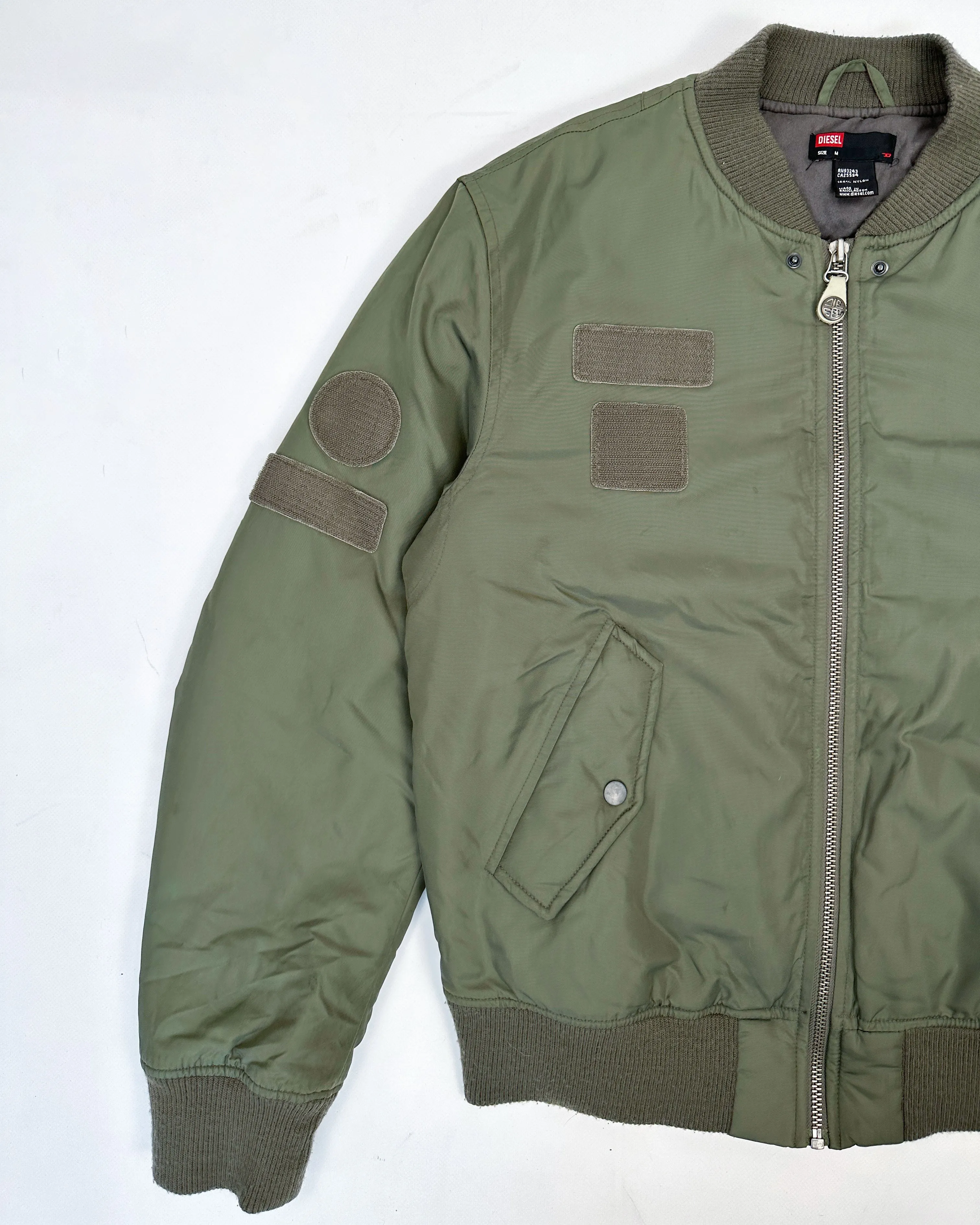 Diesel Green Patched Bomber Jacket 2000's