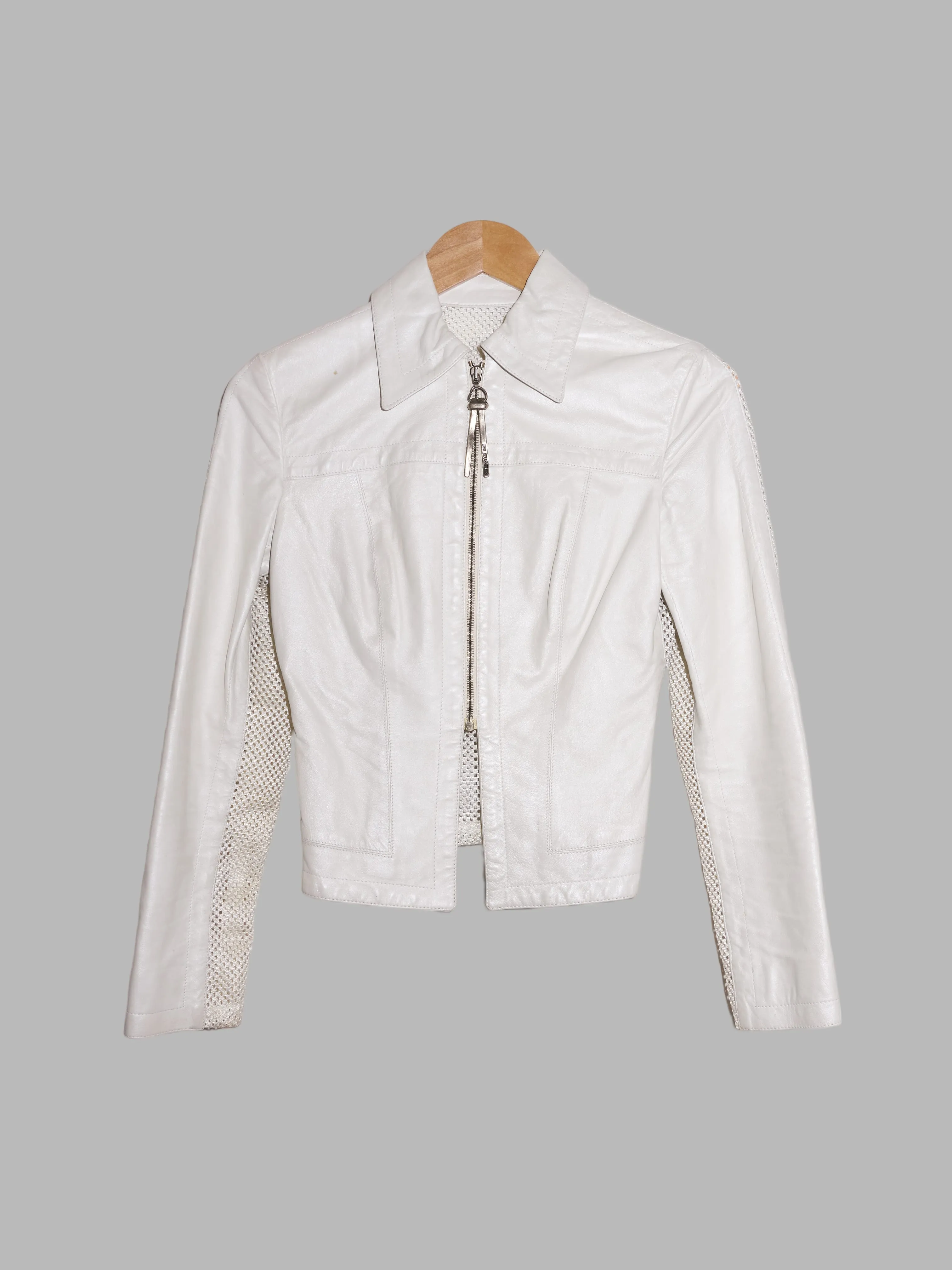 Dirk Bikkembergs spring 1996 white leather jacket with mesh back