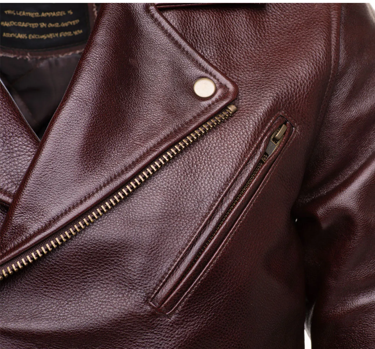 Elliot oxblood biker leather jacket with waist belt