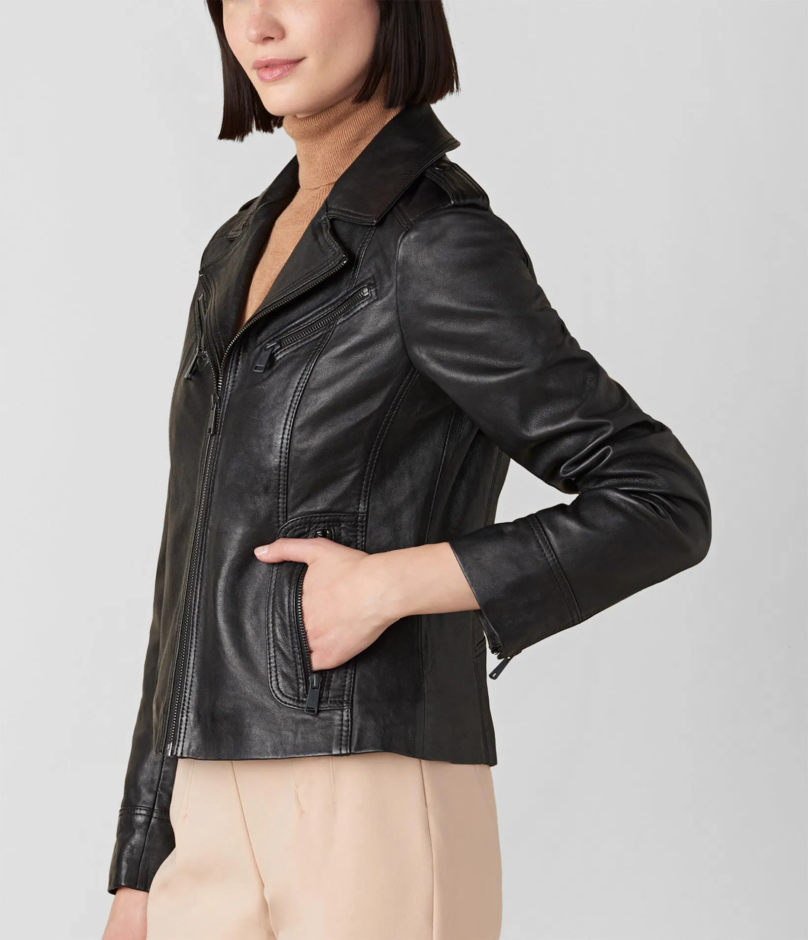 Erika Genuine Leather Moto Jacket