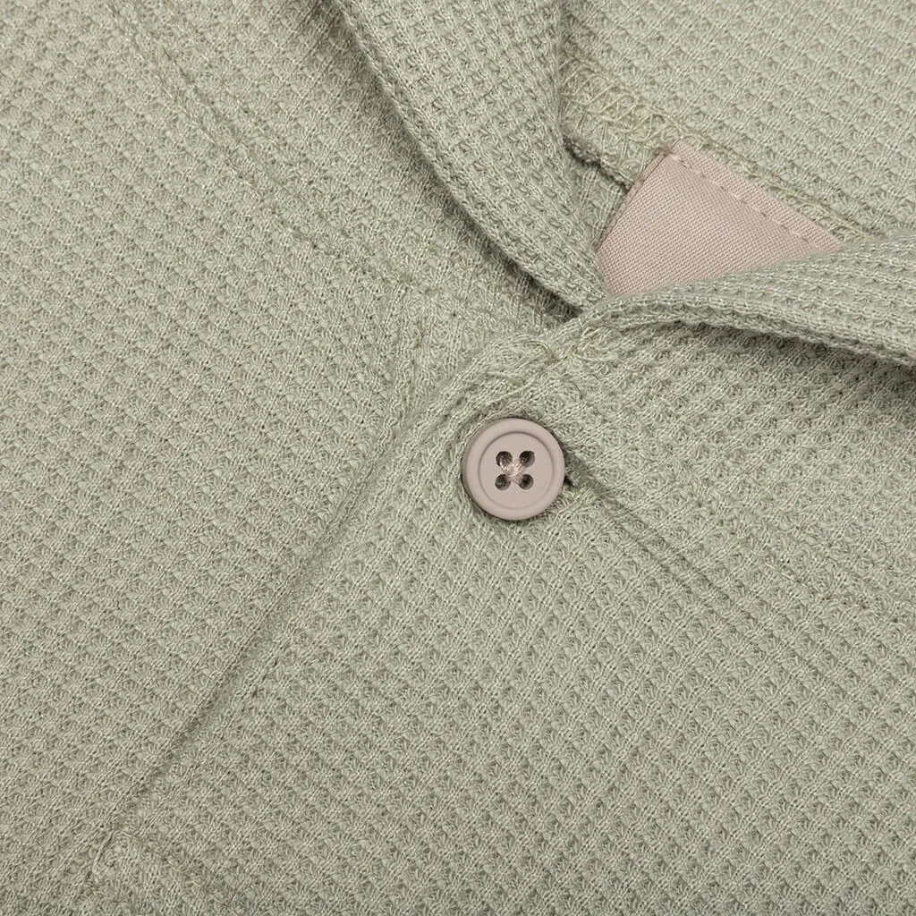 Essentials Kid's Waffle Henley Hoodie - Seafoam