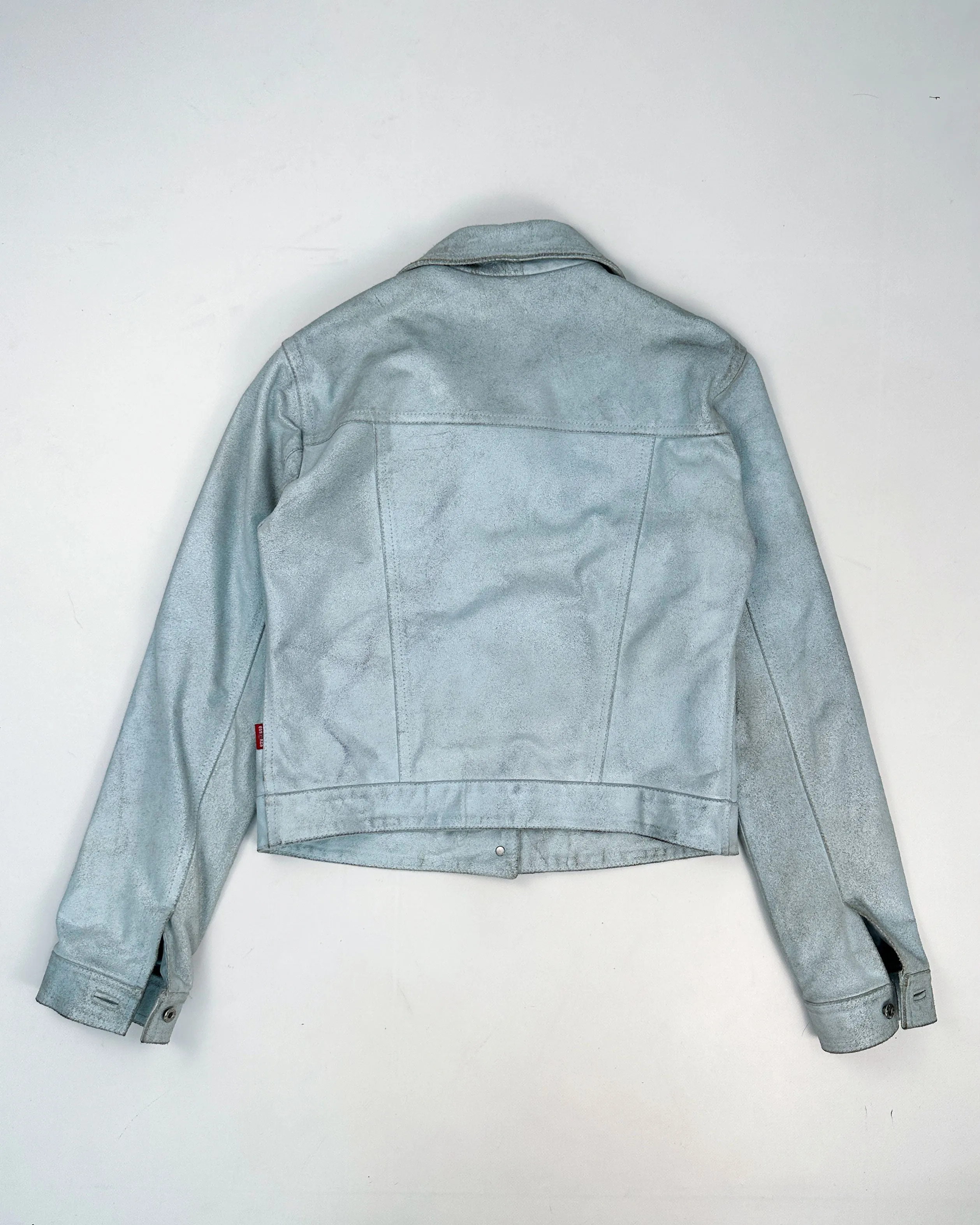 Essenza Baby Blue Cracked Leather Jacket 1990's