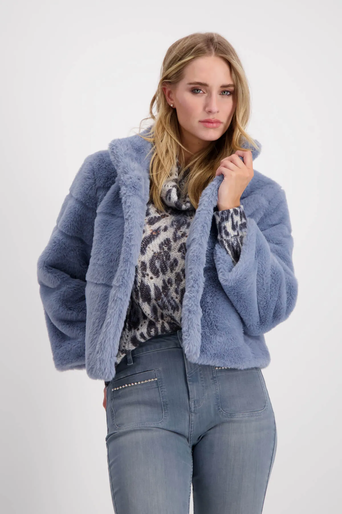 Fake Fur Smokey Blue Jacket