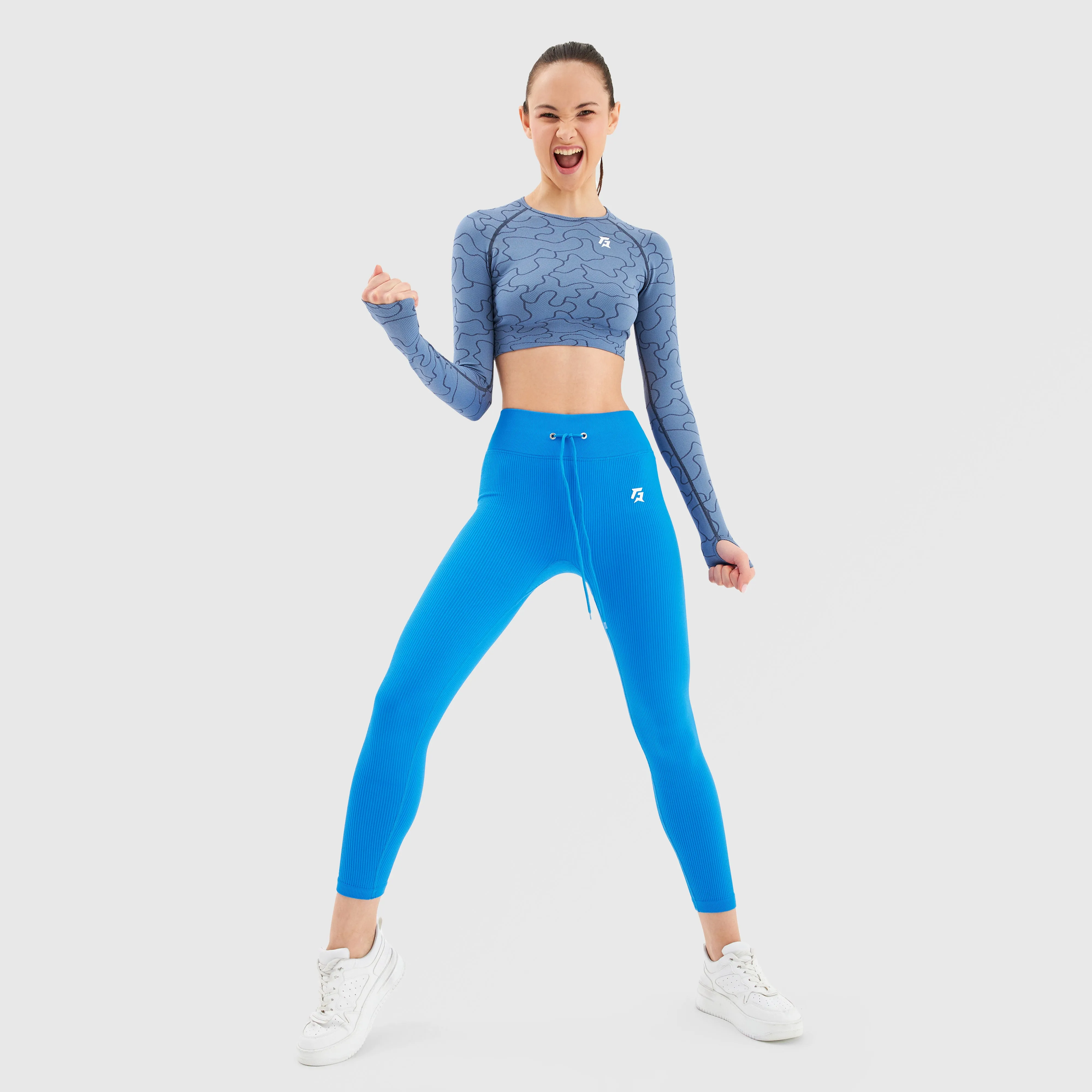 Fitness Ribbed Leggings (Blue)