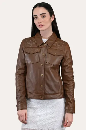 Frye Medium Brown Trucker Jacket