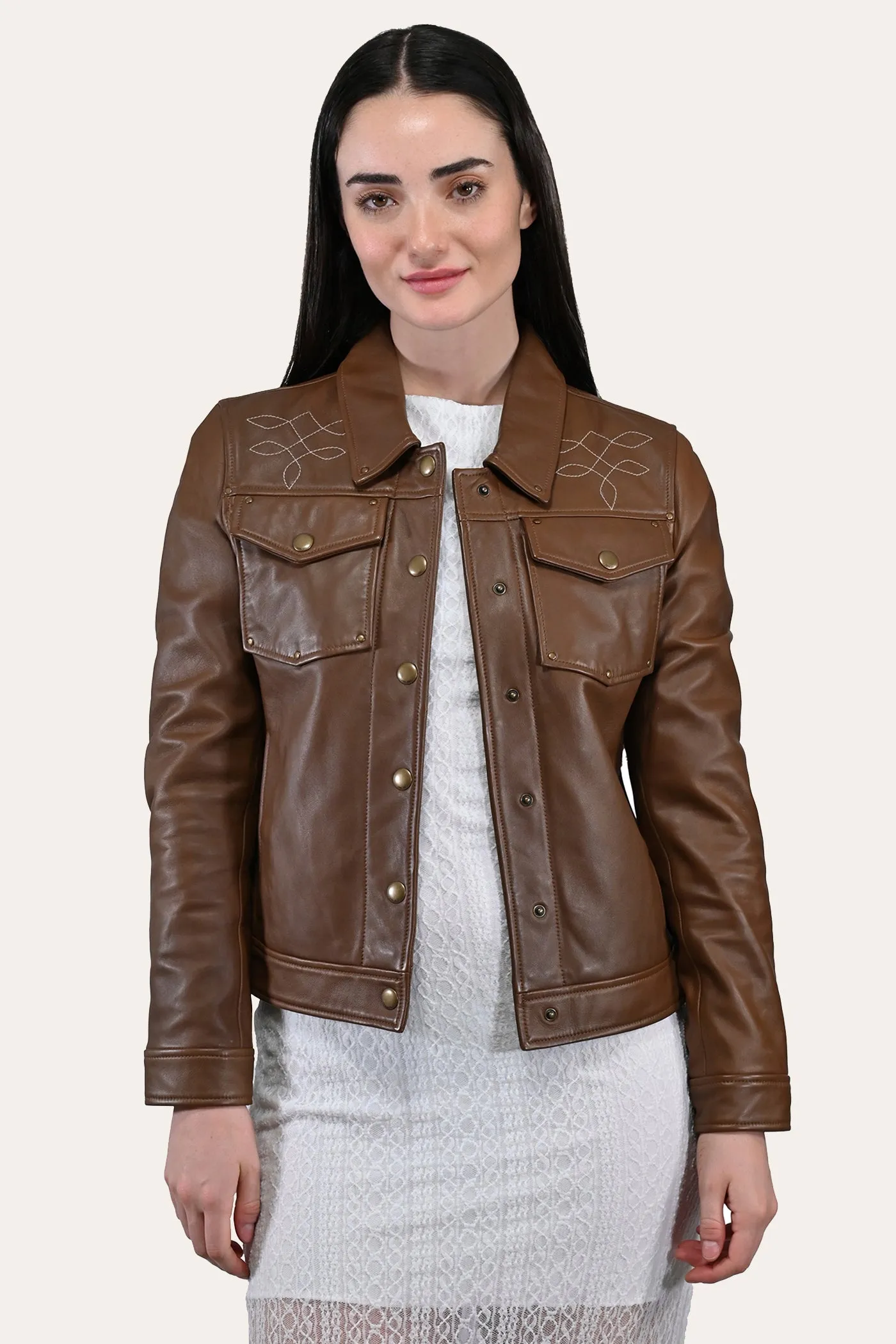 Frye Medium Brown Trucker Jacket