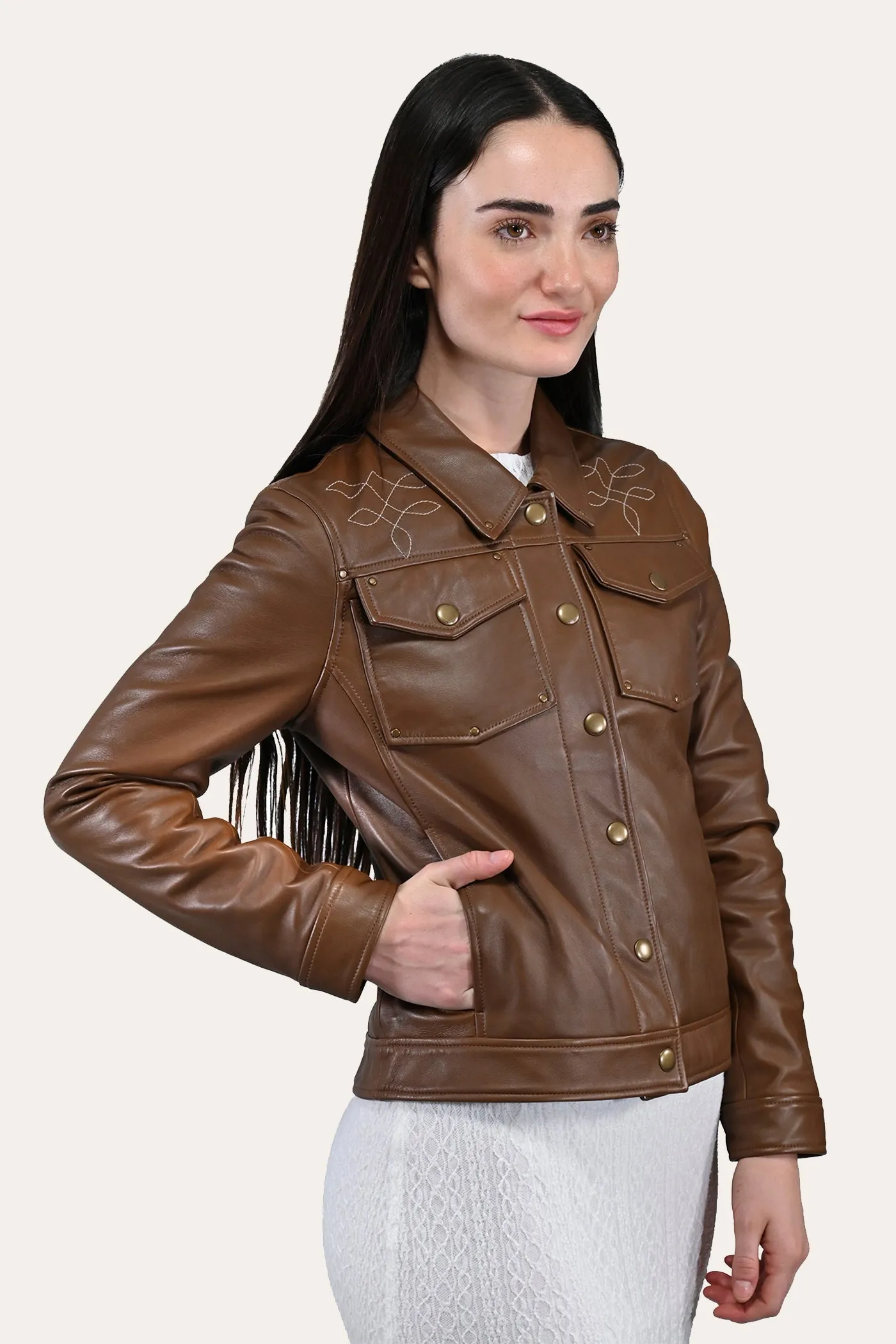 Frye Medium Brown Trucker Jacket