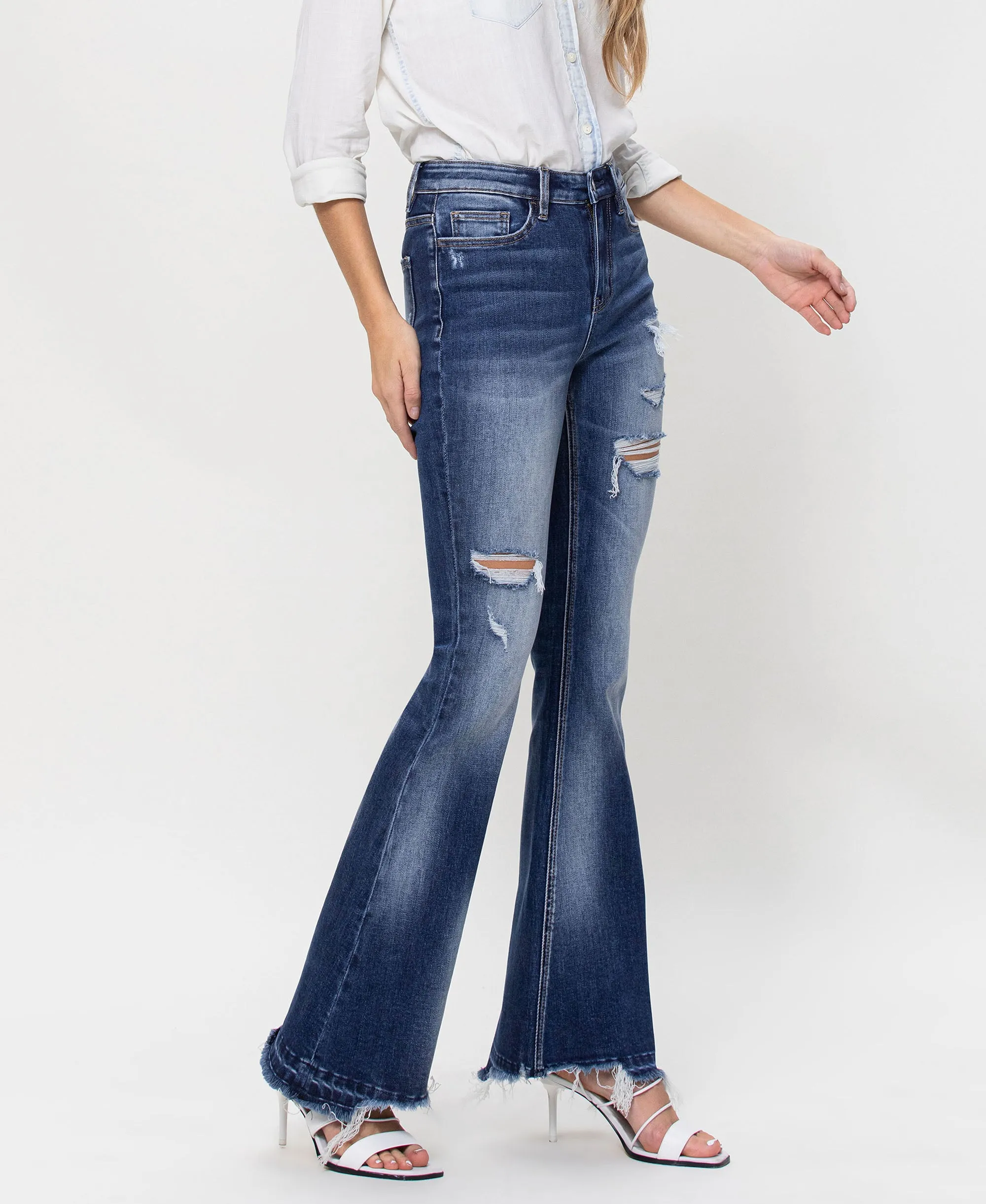 Giant Step - Distressed High Rise Flare Jeans