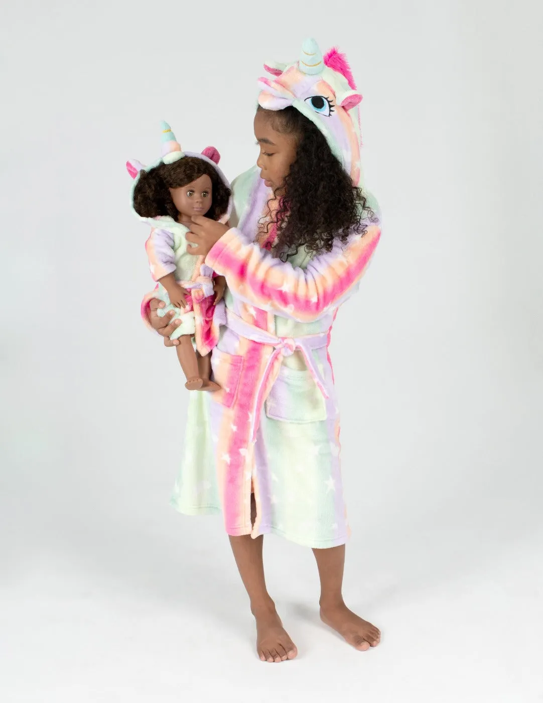 Girl and Doll Fleece Hooded Robes