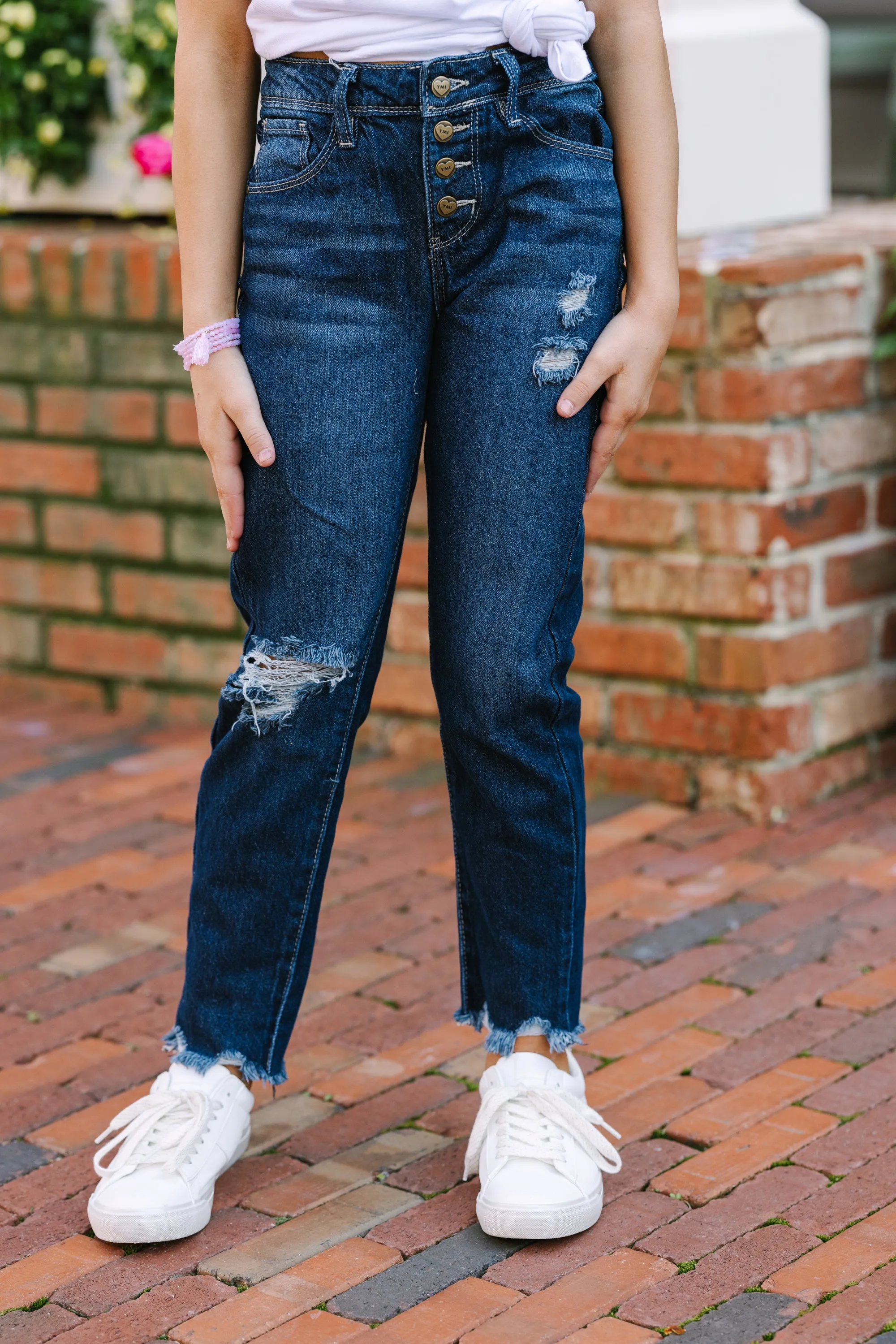 Girls: Keep Up Dark Wash Straight Leg Jeans