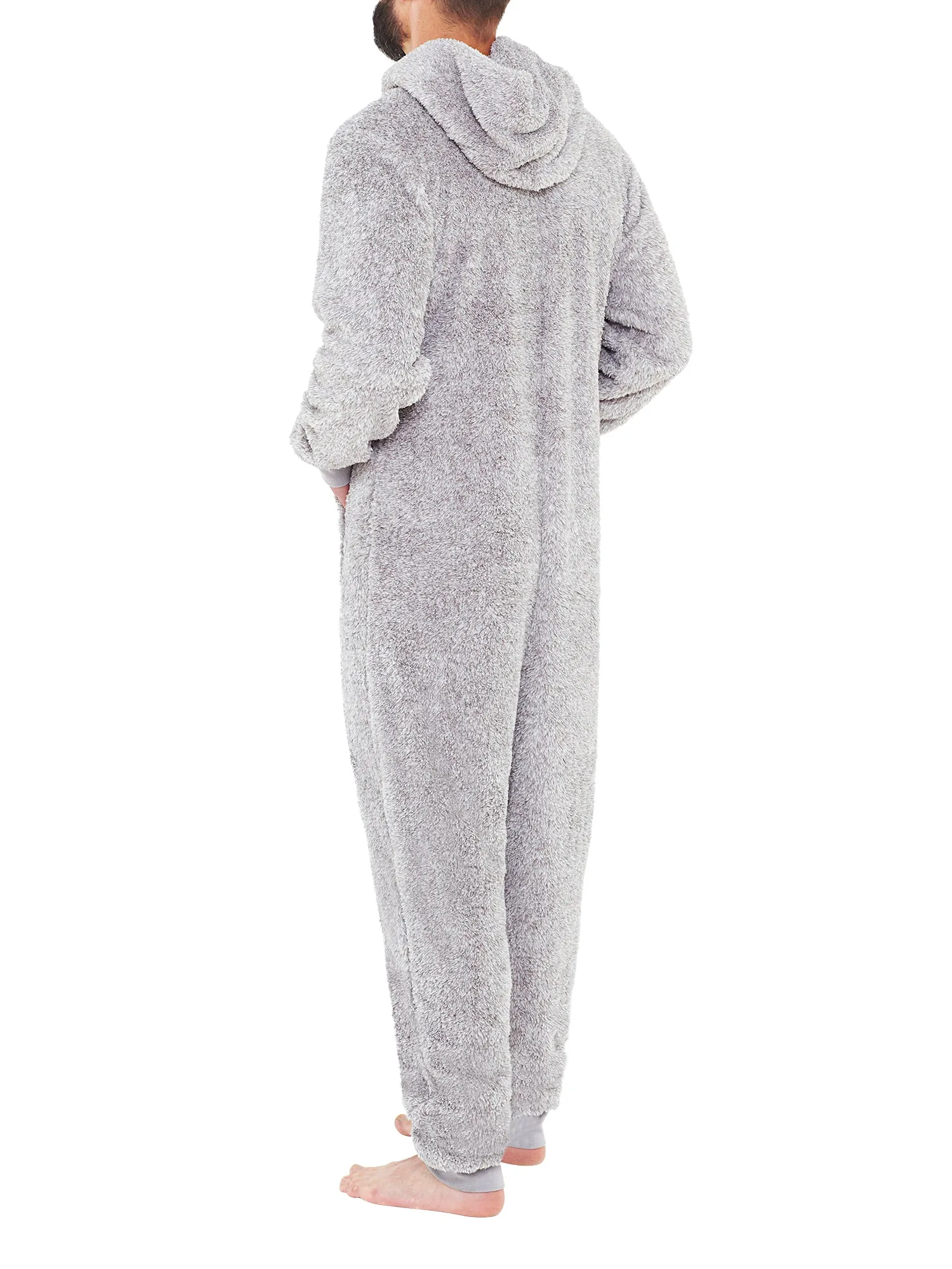 Grey Adult Fluffy Fleece Onesie