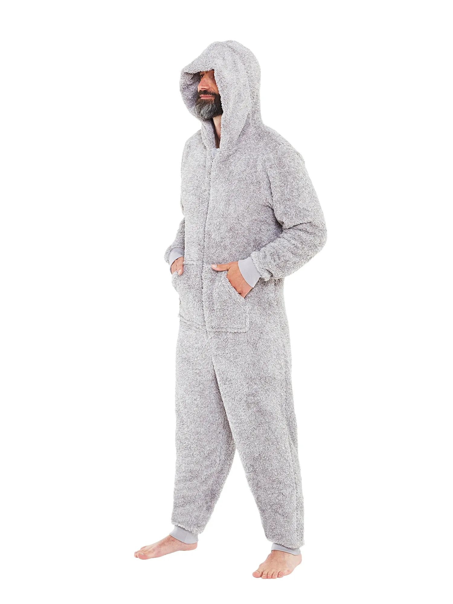 Grey Adult Fluffy Fleece Onesie