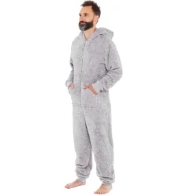 Grey Adult Fluffy Fleece Onesie