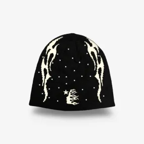 Hellstar Sports Rhinestone Beanie 'Flame' Black SS24