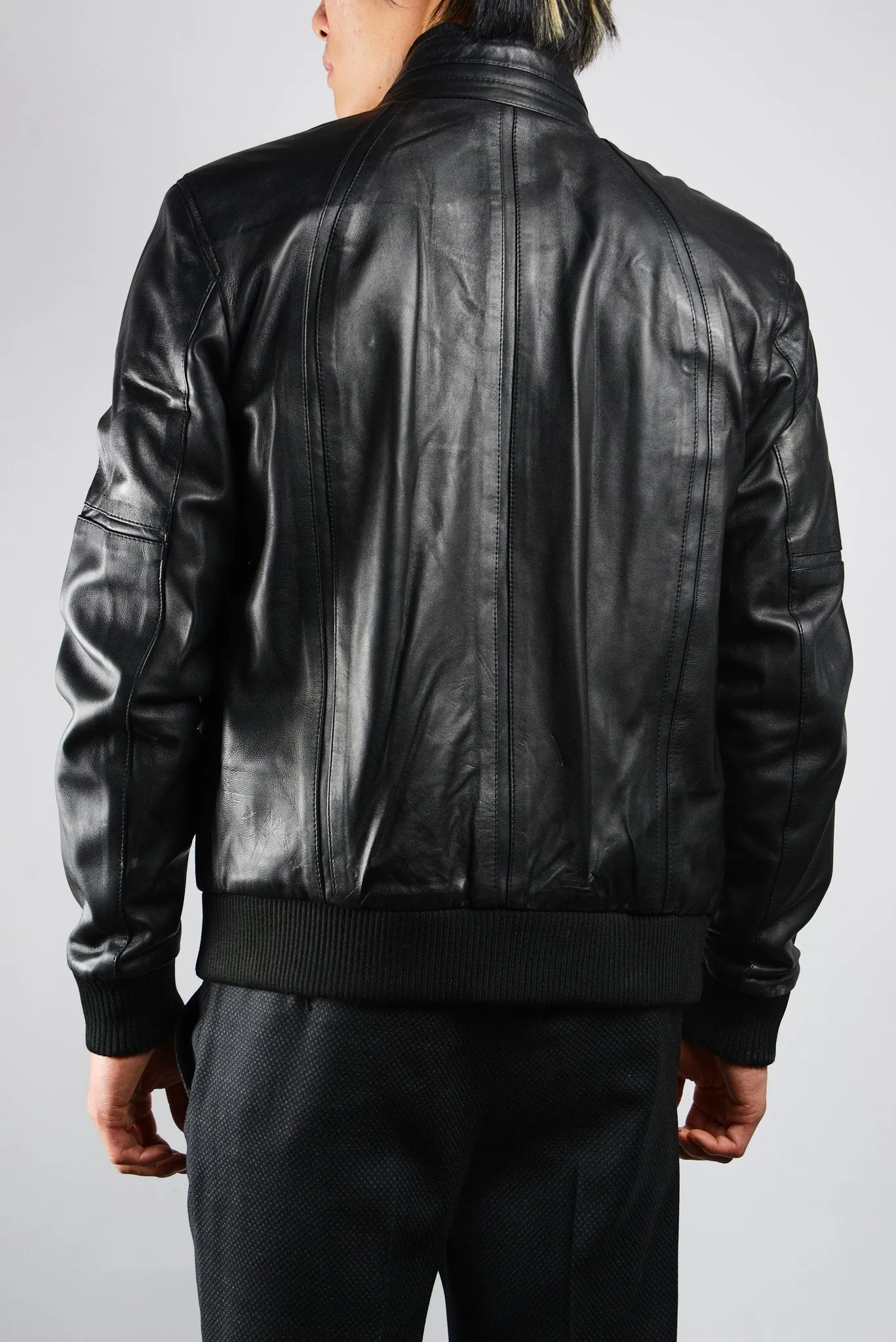 Holloway Stand Up Collar Moto Leather Jacket