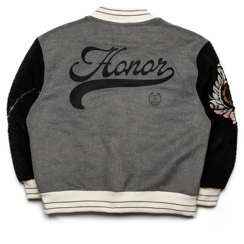 Honor The Gift Letterman Jacket - Grey