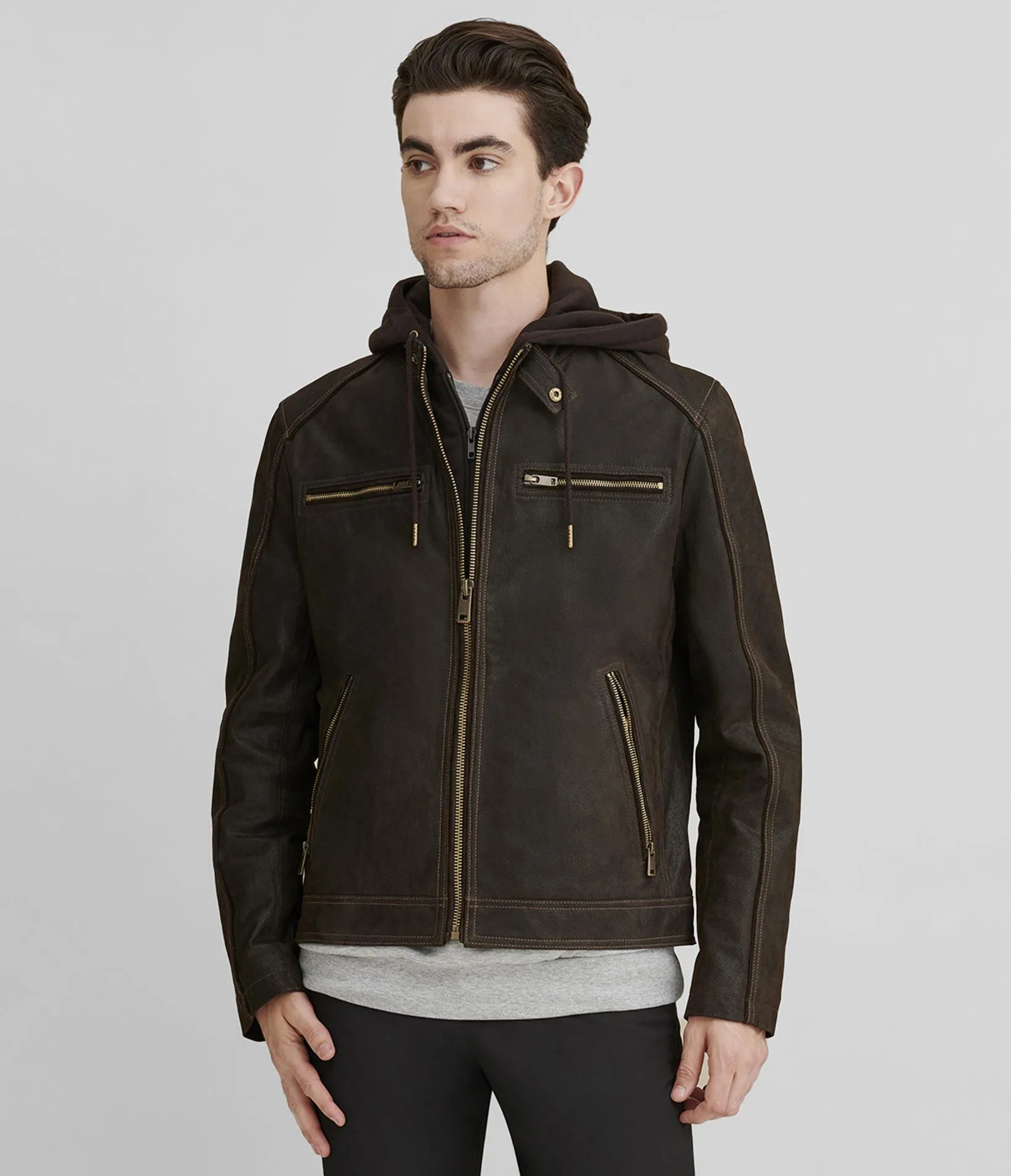 Jake Hooded Leather Jacket