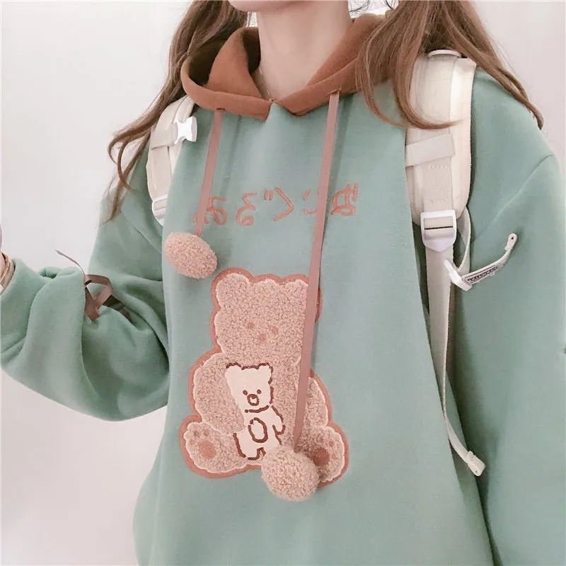 JAPANESE CUTE BEAR VELVET HOODIE BY99222