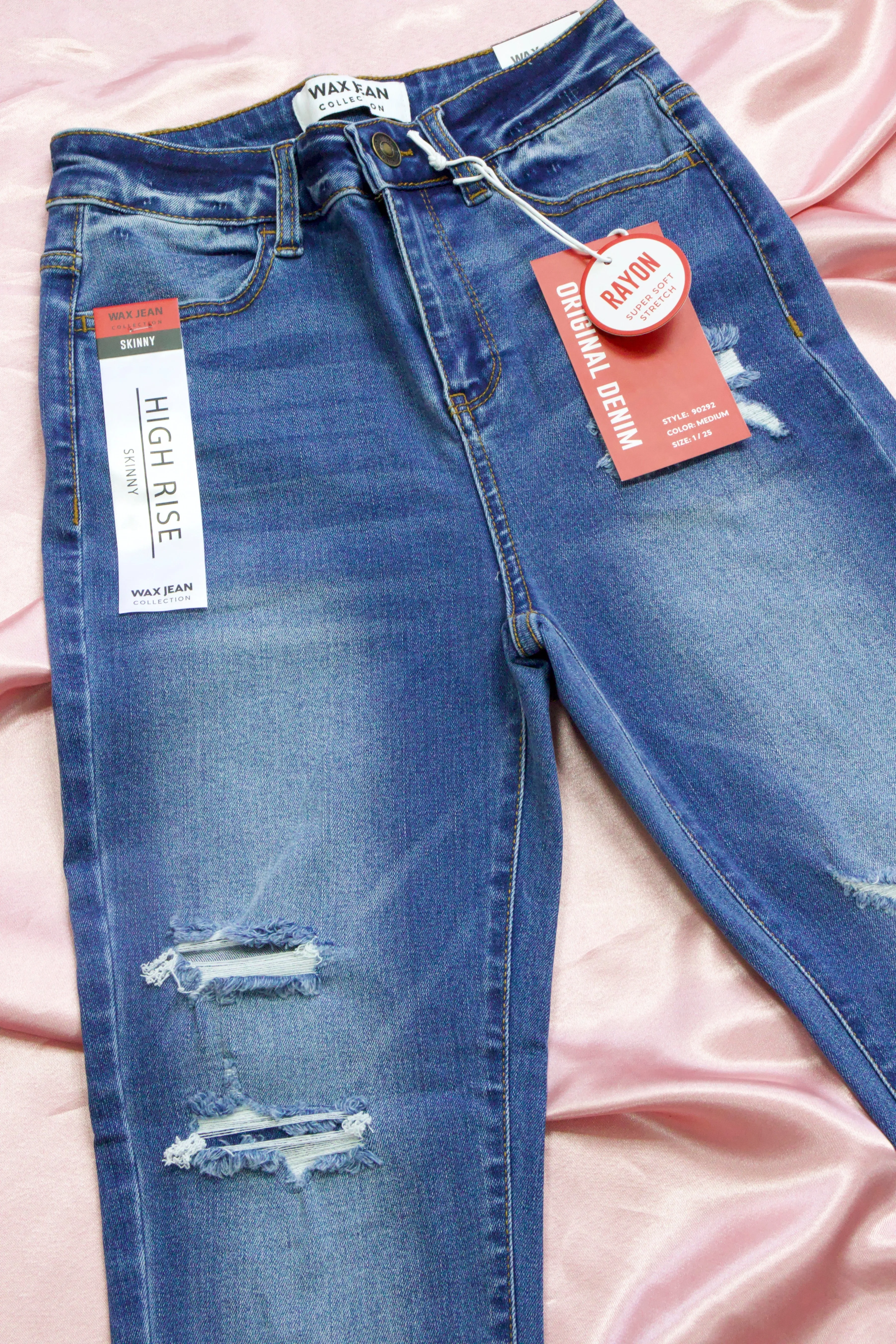 JEANS ESTILO SKINNY RASGADO TIRO ALTO 90292