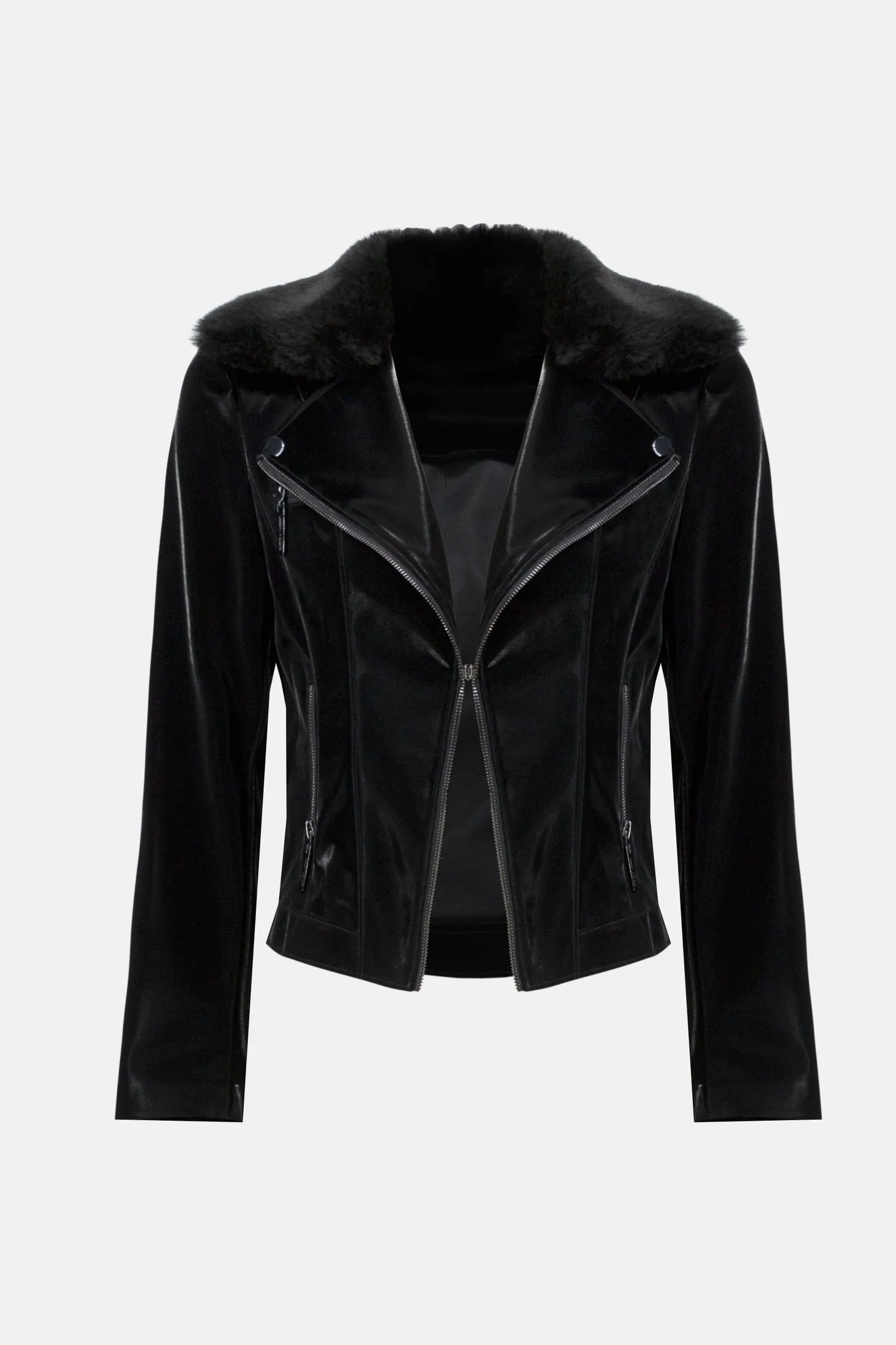 Joseph Ribkoff Black Faux-Leather Moto Jacket - 233928