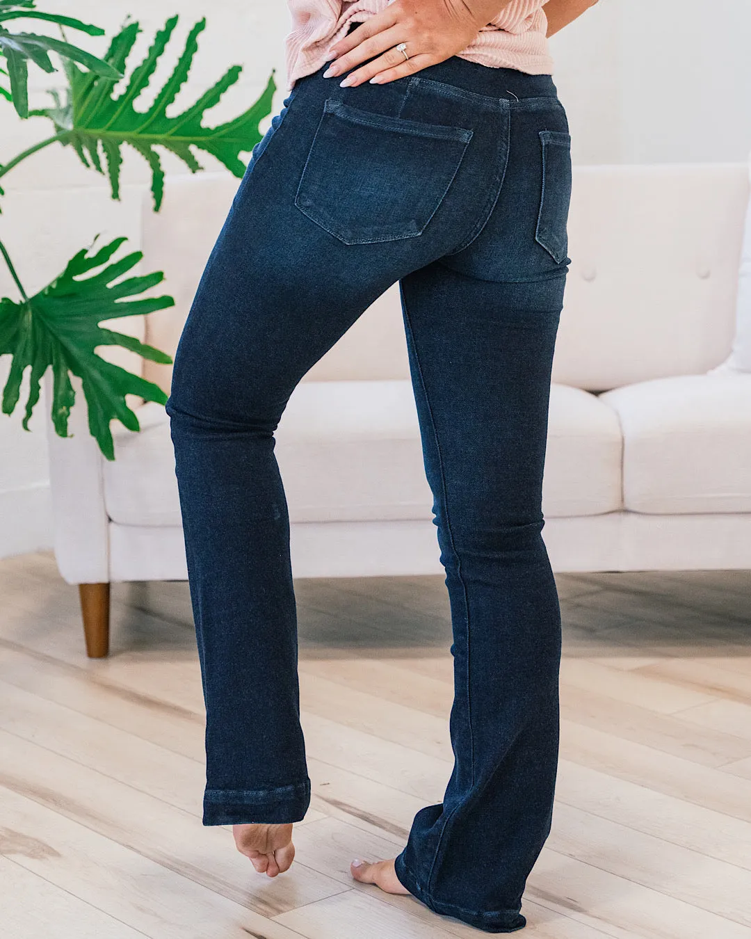 Kancan Kaitlyn 2.0 Pull On Bootcut Jeans - Dark Wash