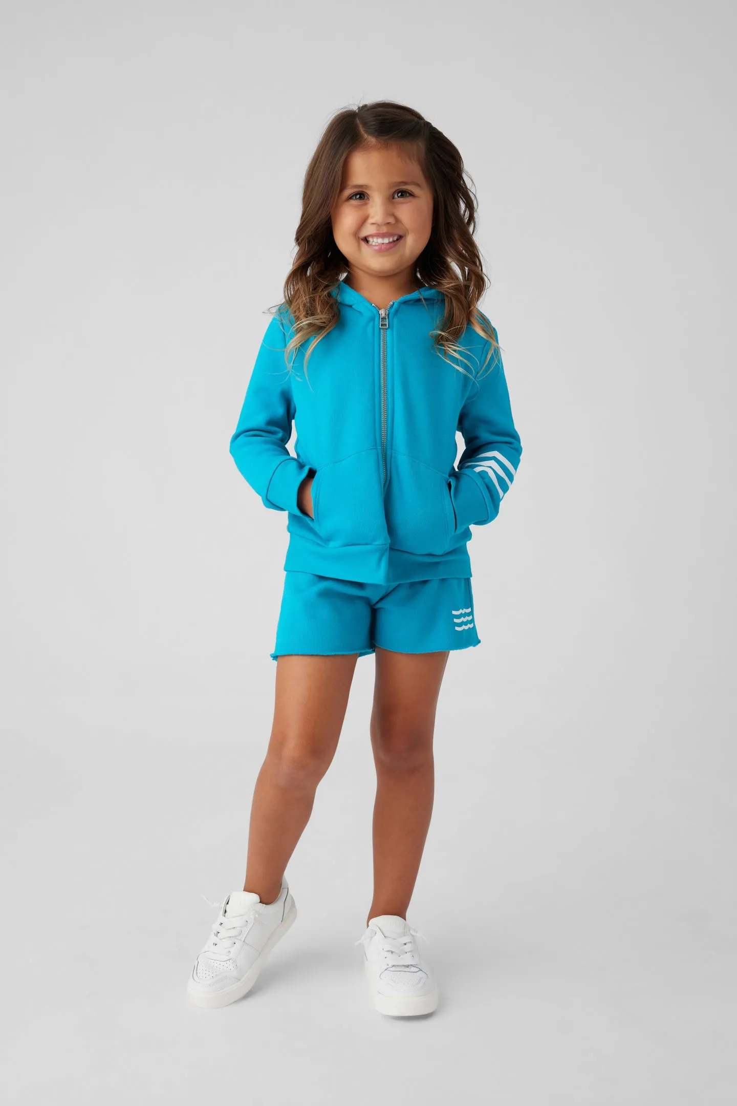 Kids Coastal Waves Zip Hoodie - Baltic