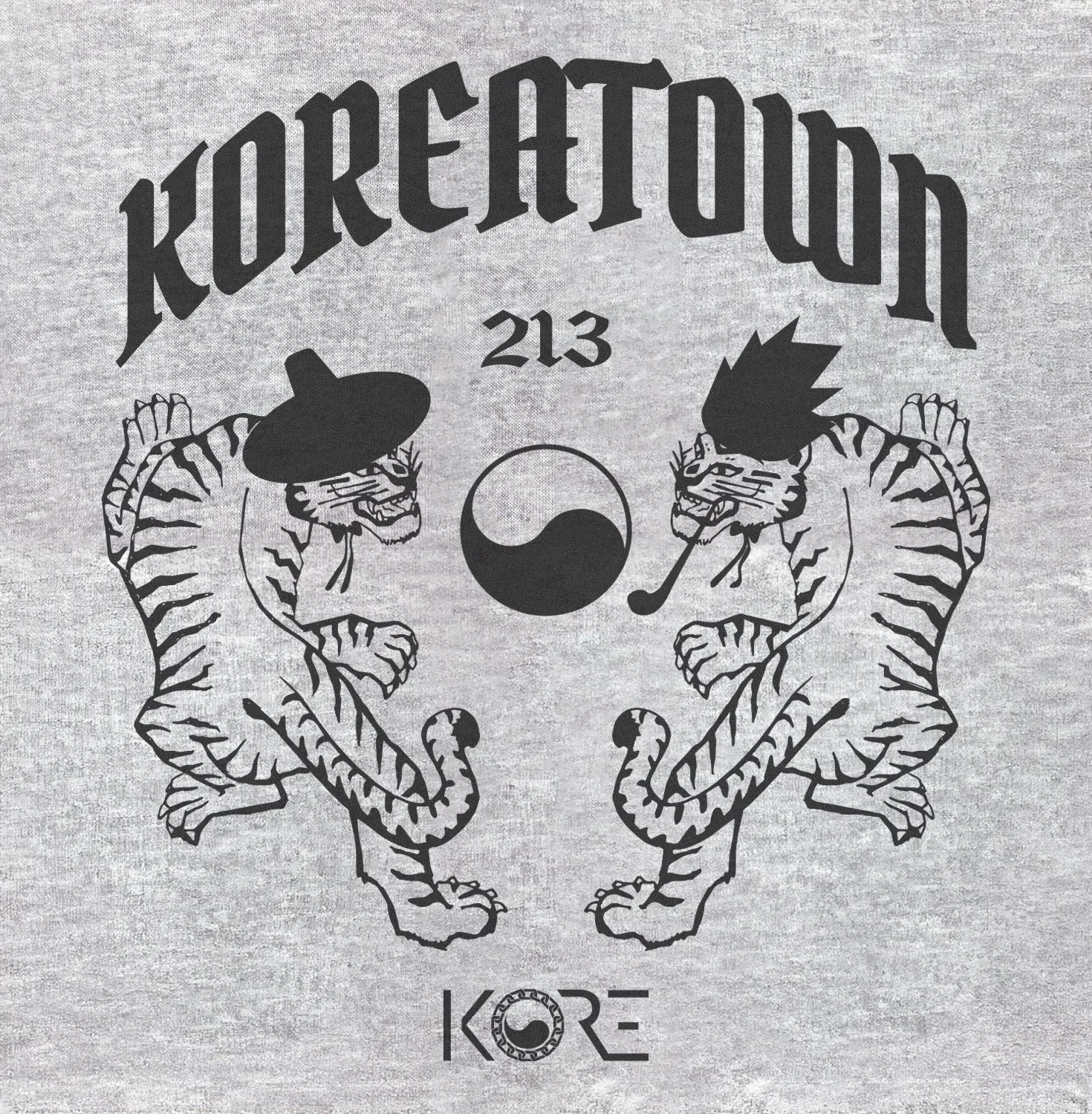 KOREATOWN TIGERS HOODIE (HEATHER GREY)