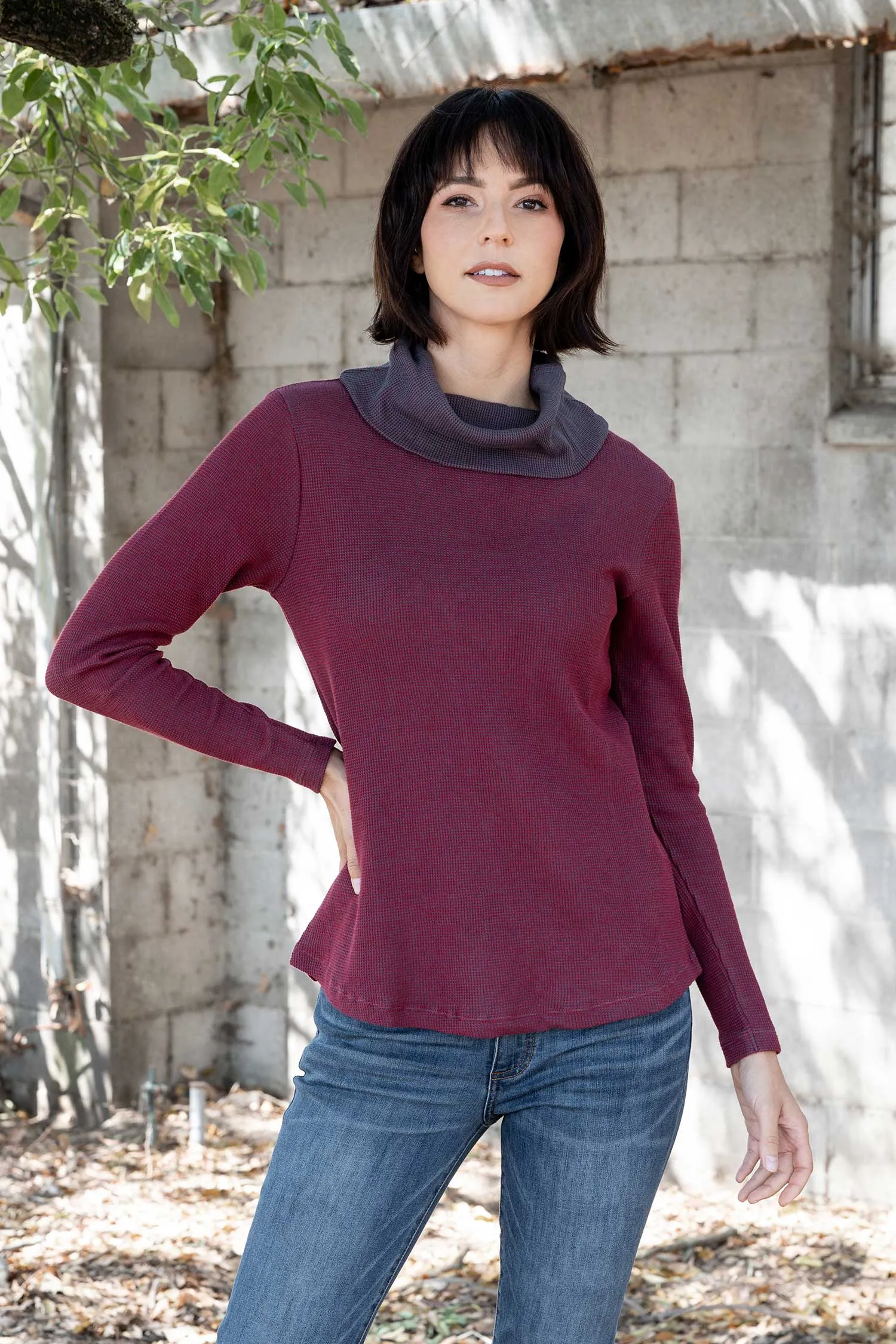 Lightweight Waffle Cowl Pullover