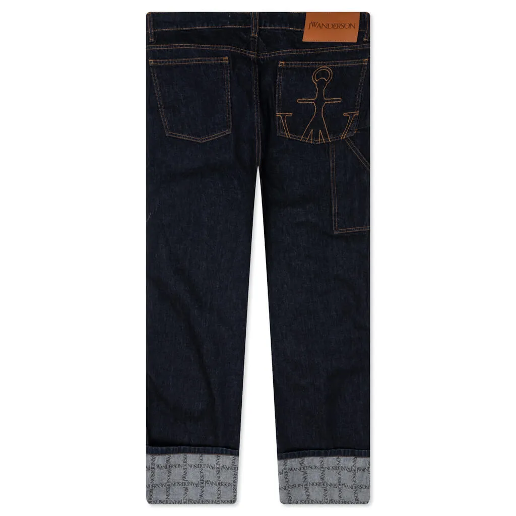 Logo Grid Turn up Workwear Jeans