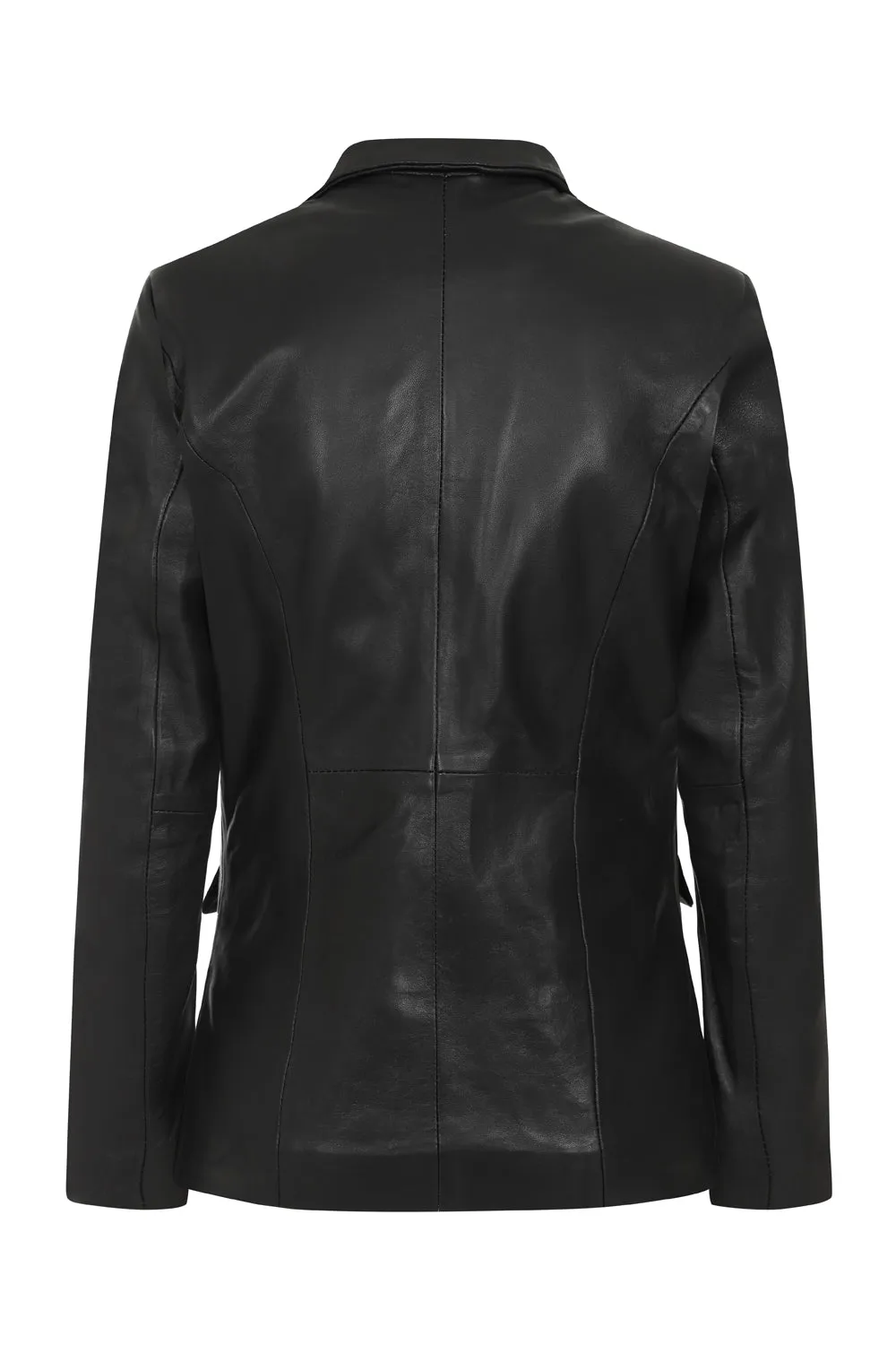 <span style="color: red;">******</span> Women's Black Hip Length Blazer Leather Jacket - KAREN