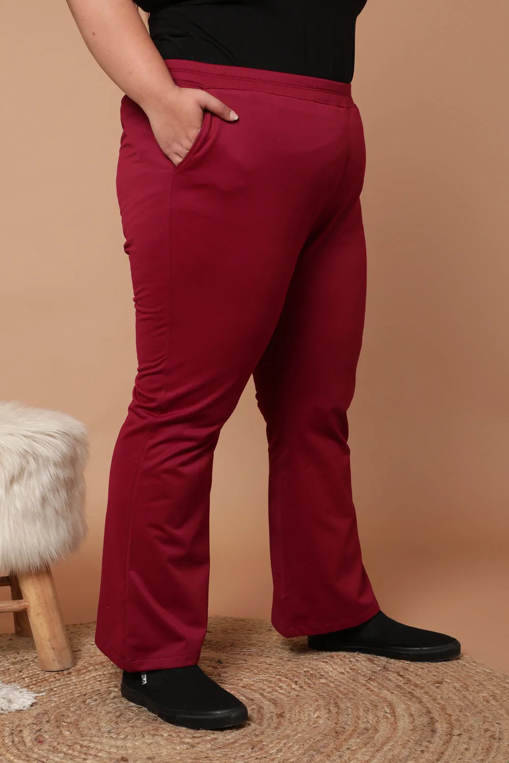 Maroon Bootcut Fleece Pants