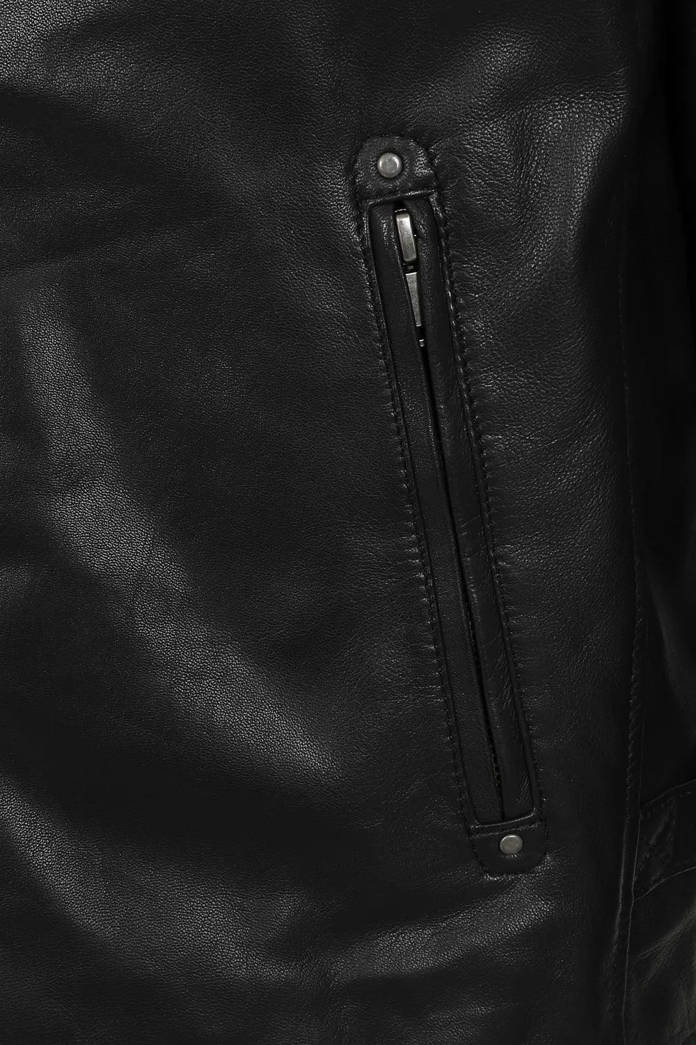 Men's Black Stylish Real Leather Biker Jacket - 'DAVID'