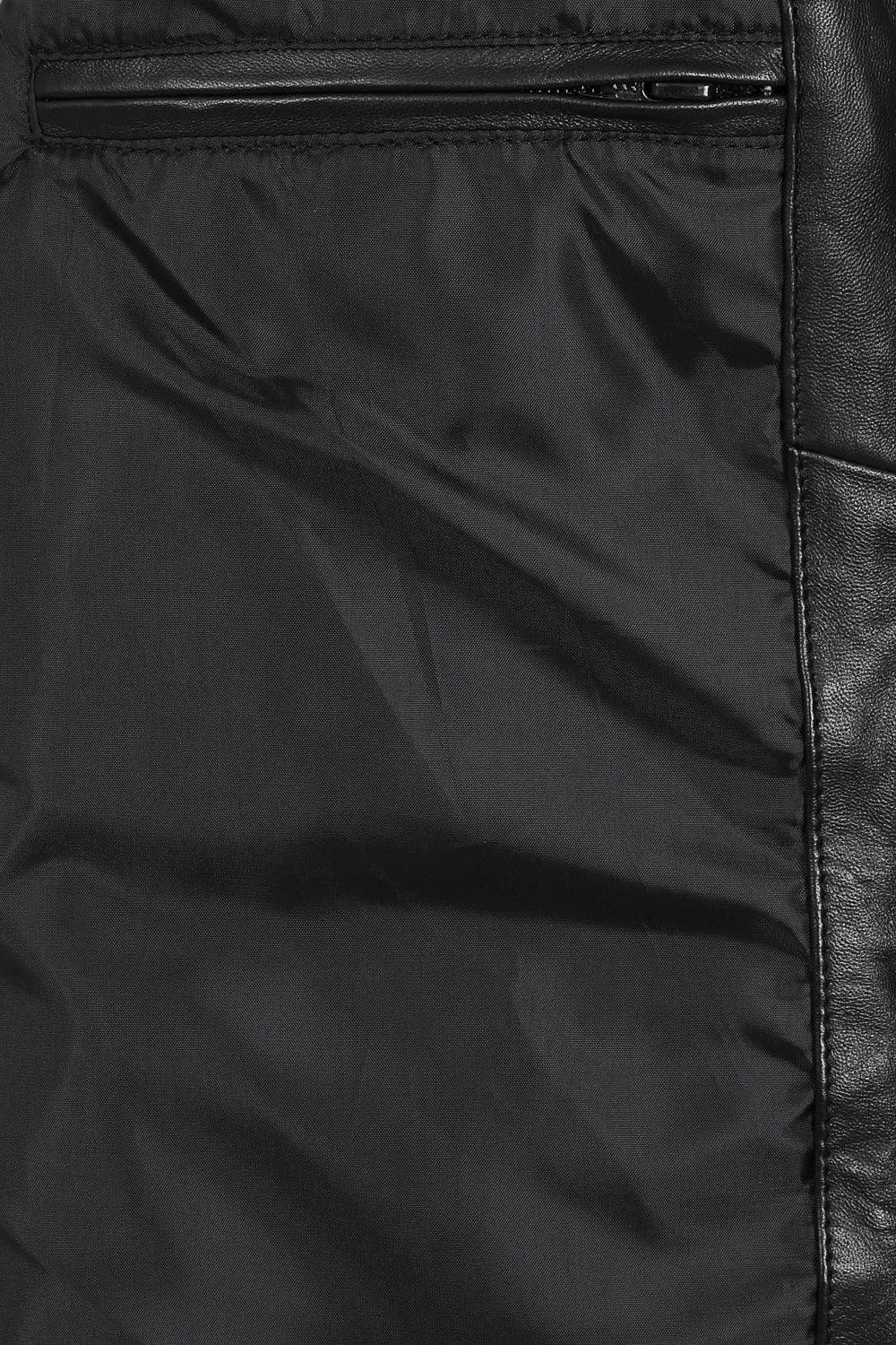 Men's Genuine Black Leather Classic Button Front Jacket - 'STEVE' - 4350