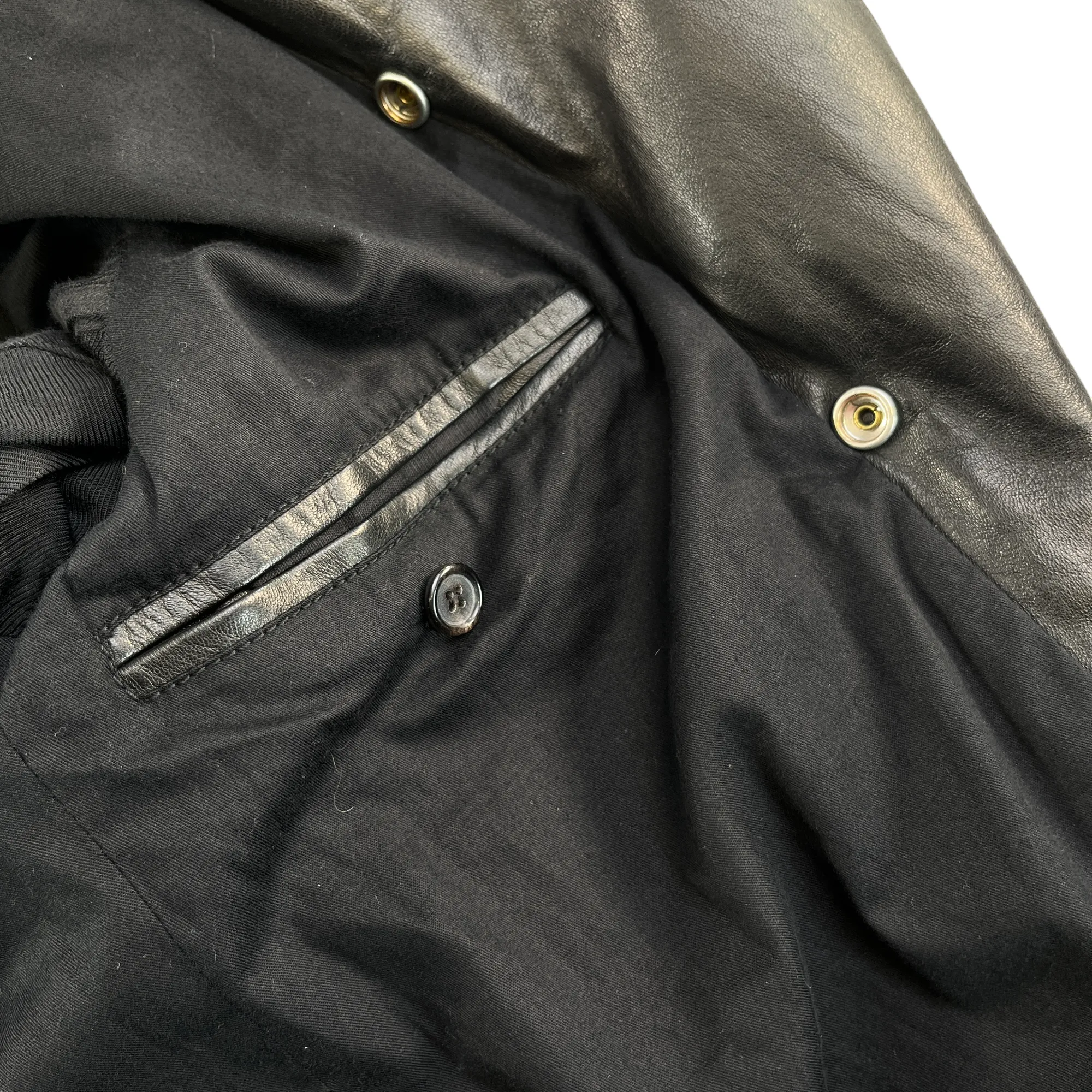 Men's Leather Jacket Black Size IT 52 / XL