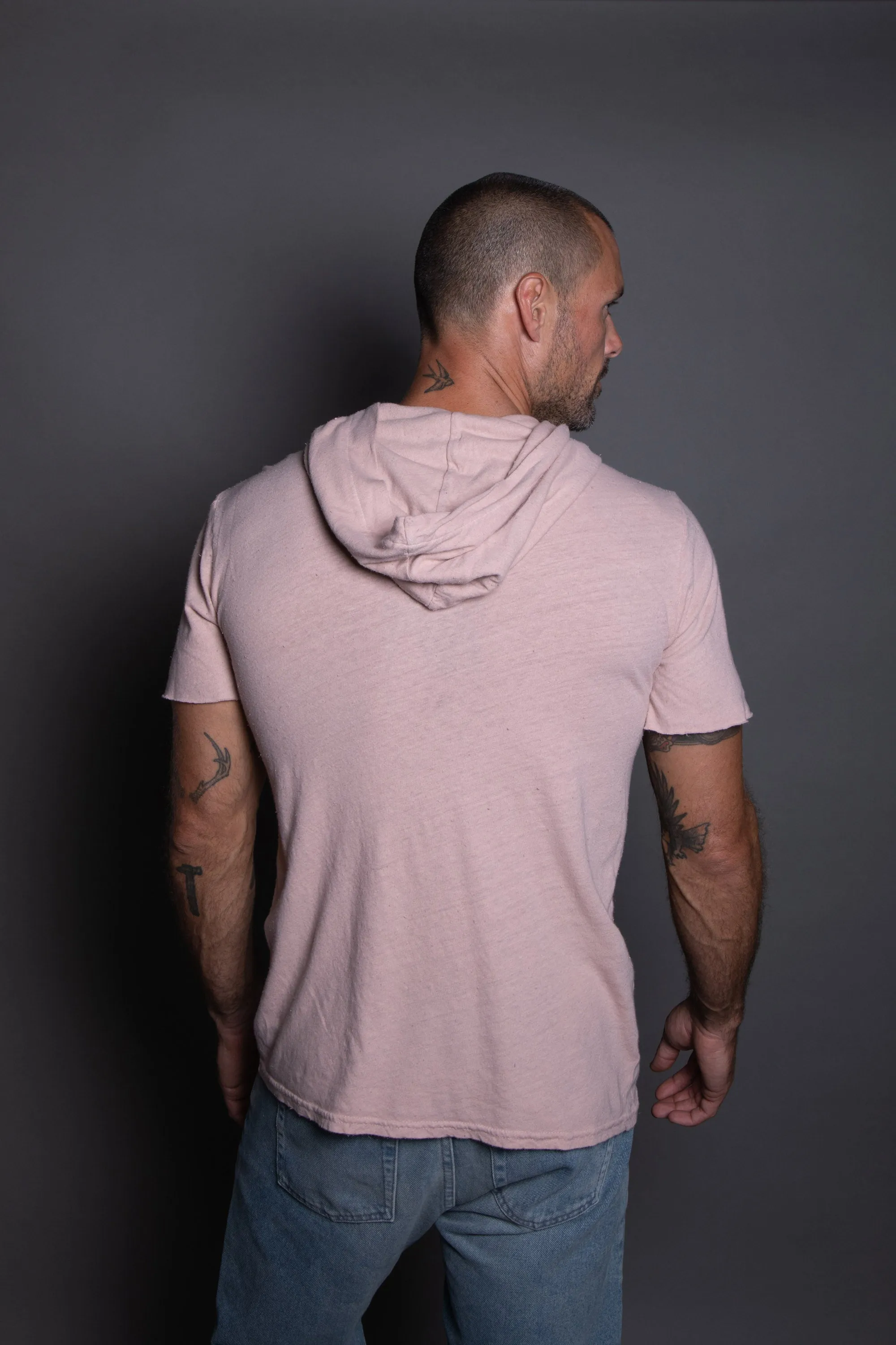 Men's Linen Blend Short Sleeve Hoodie