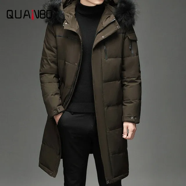 Men's Thickened Down Jacket -30 Winter Warm Down Coat 2021 New Men Fashion Long White Duck Hooded Down Parkas Plus Size 5XL