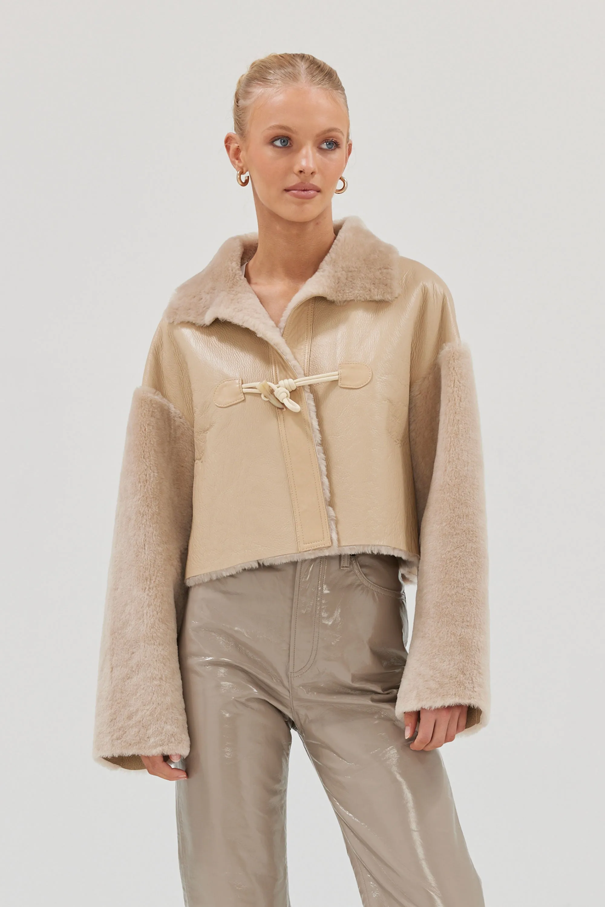 Mollie Faux Jacket - Beige