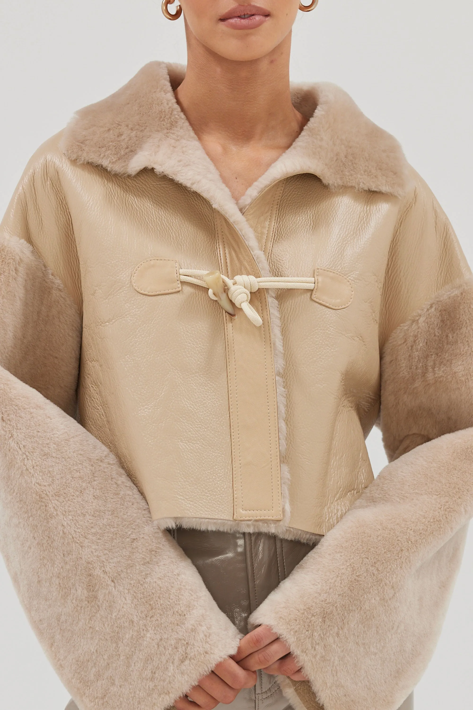 Mollie Faux Jacket - Beige