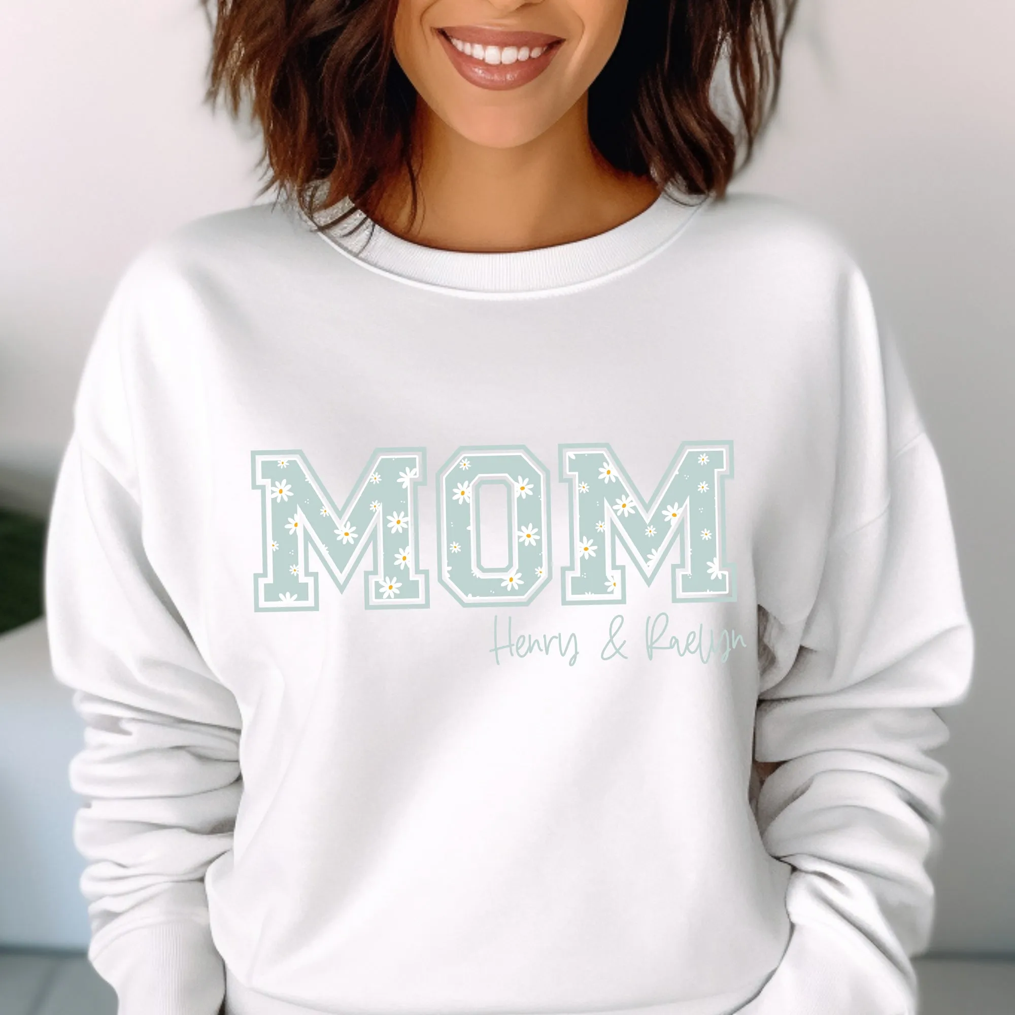 MOM Blue Daisy -  PERSONALIZED HOODIE/CREWNECK