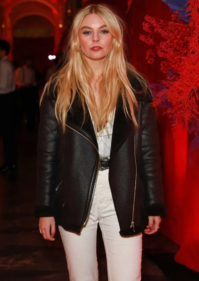 Nell Hudson at the Guardians of the Galaxy Shearling Leather Coat