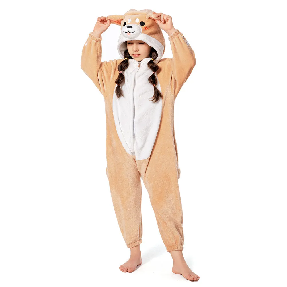 OLAOLA Shiba Dog Dress Up Pajamas Children Animal Kids Costume Kigurumi Mofumu Warm Room Cold Protection Winter Pajamas Cute Flannel Unisex M