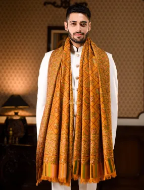 Pashtush Mens Ethnic Stole, Faux Pashmina, Soft And Warm, Mustard