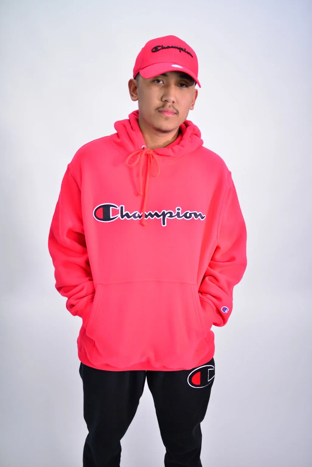 REVERSE WEAVE PULLOVER HOODIE - RED