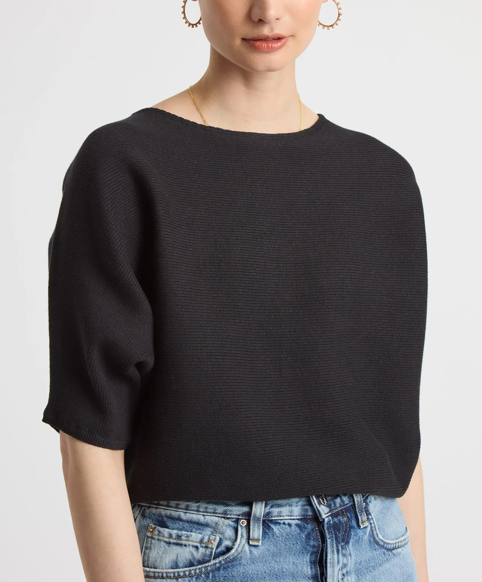 Ribbed Short Sleeve Pullover