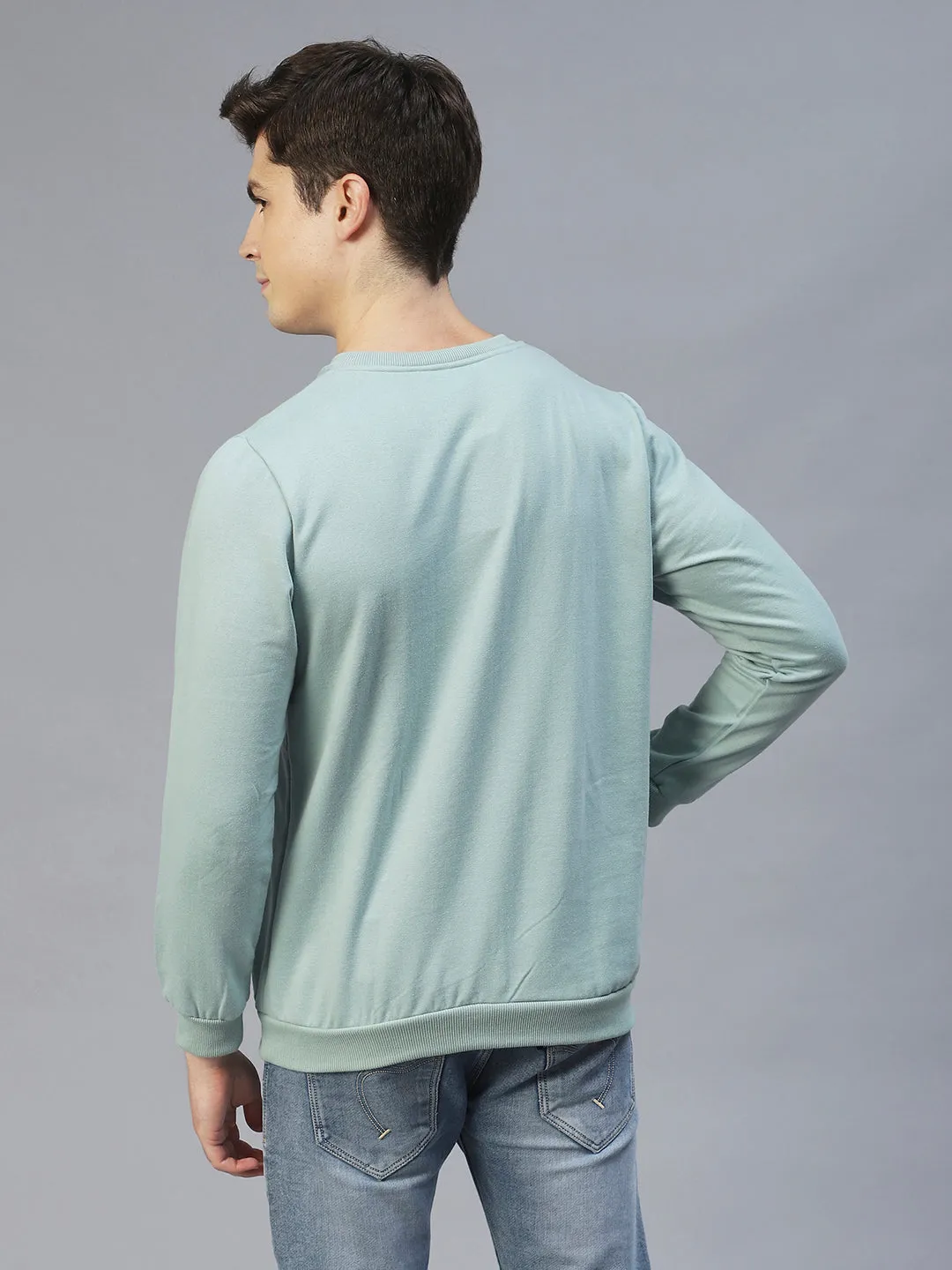 Round Neck Printed Fleece Sweatshirt