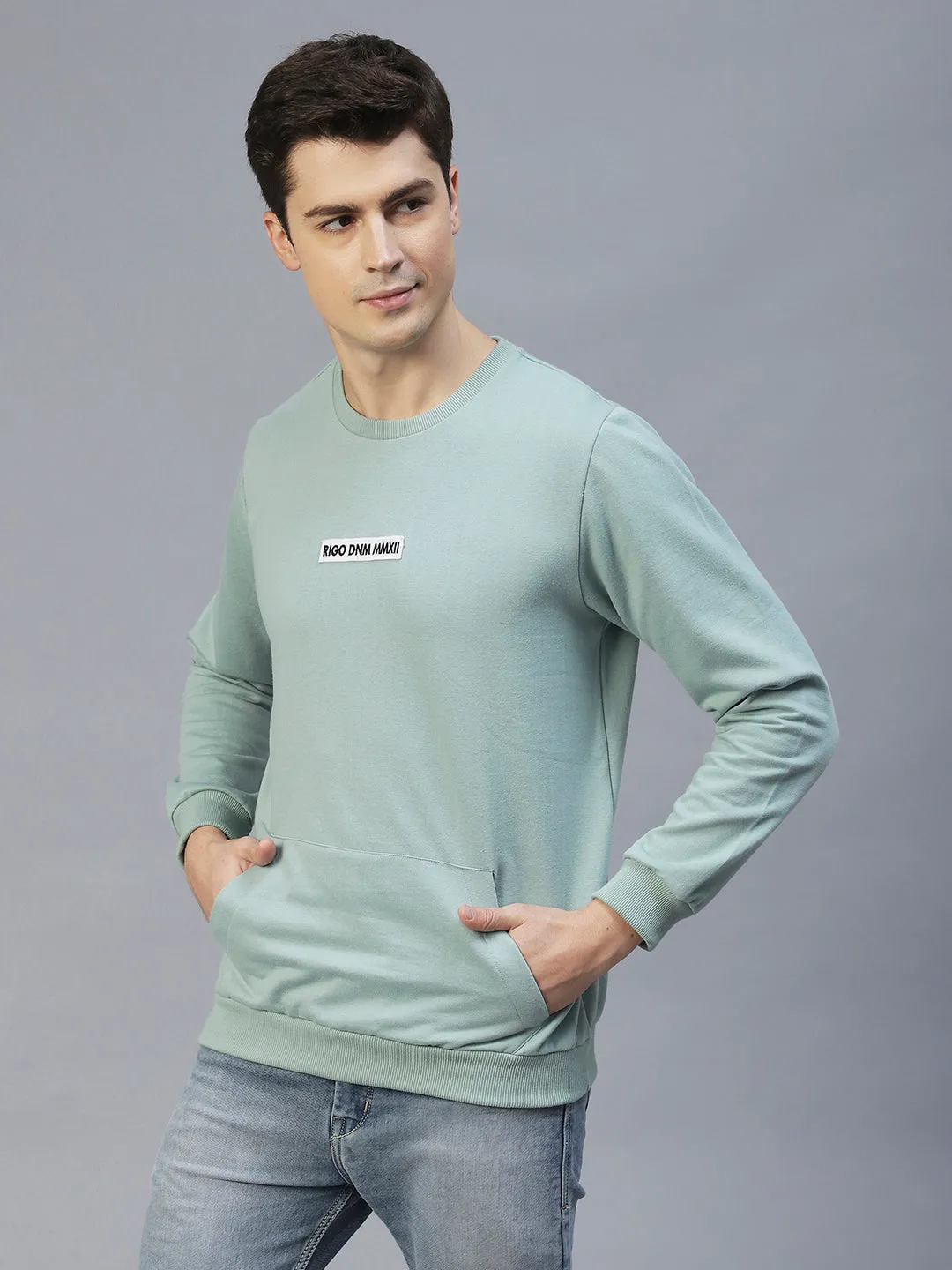 Round Neck Printed Fleece Sweatshirt