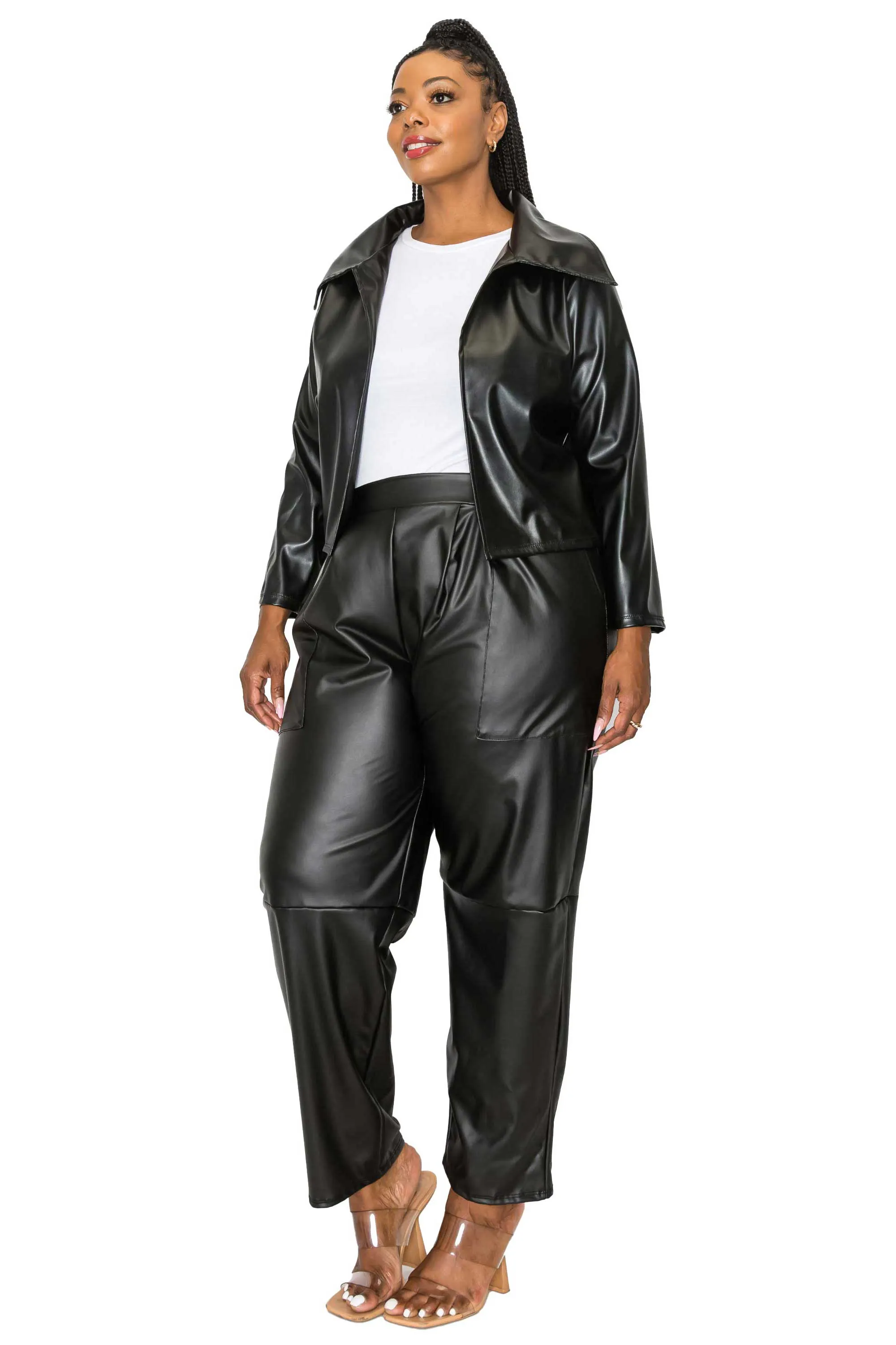 Ryder Crop Vegan Leather Jacket