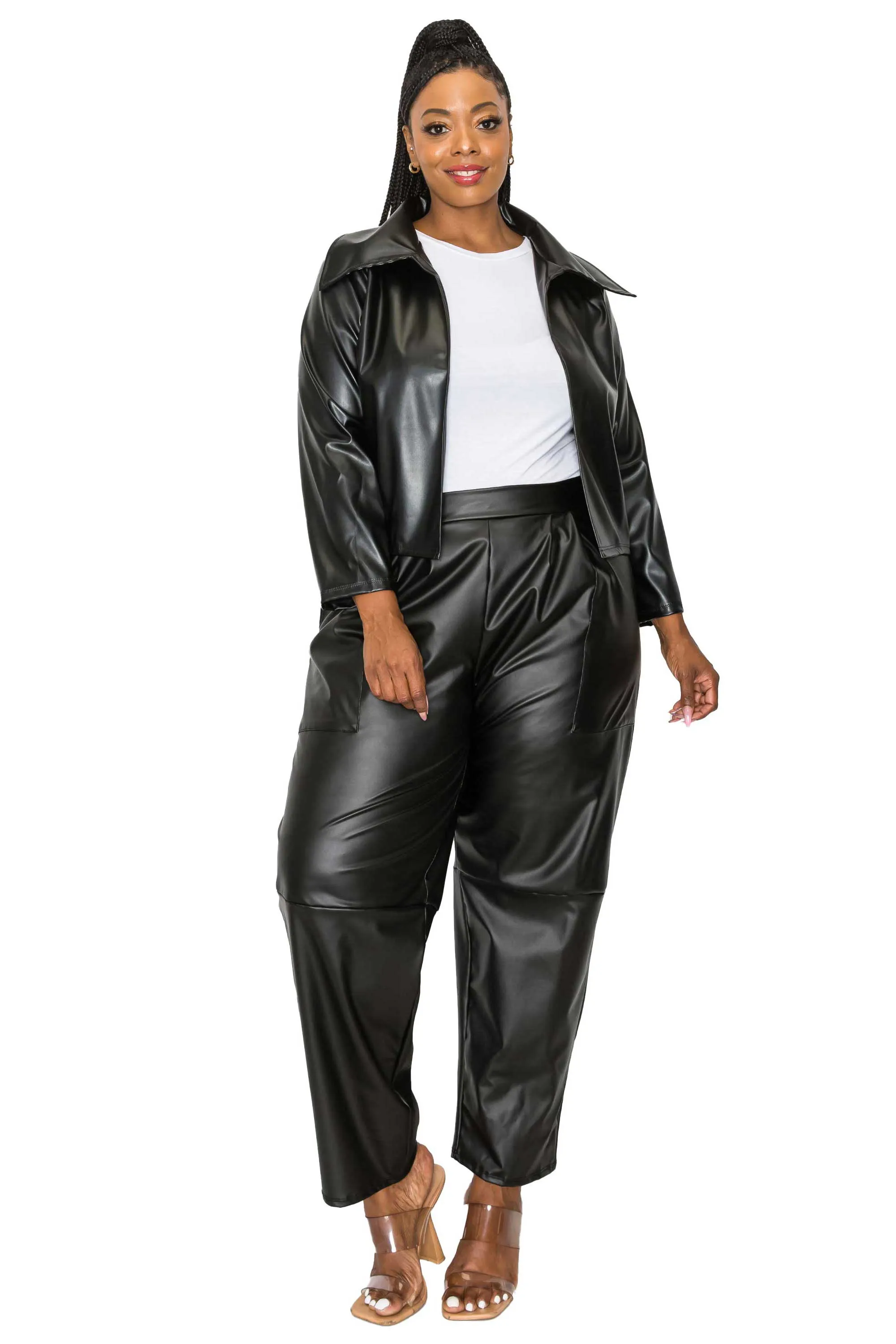 Ryder Crop Vegan Leather Jacket