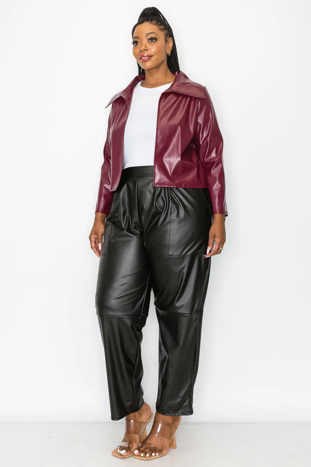 Ryder Crop Vegan Leather Jacket