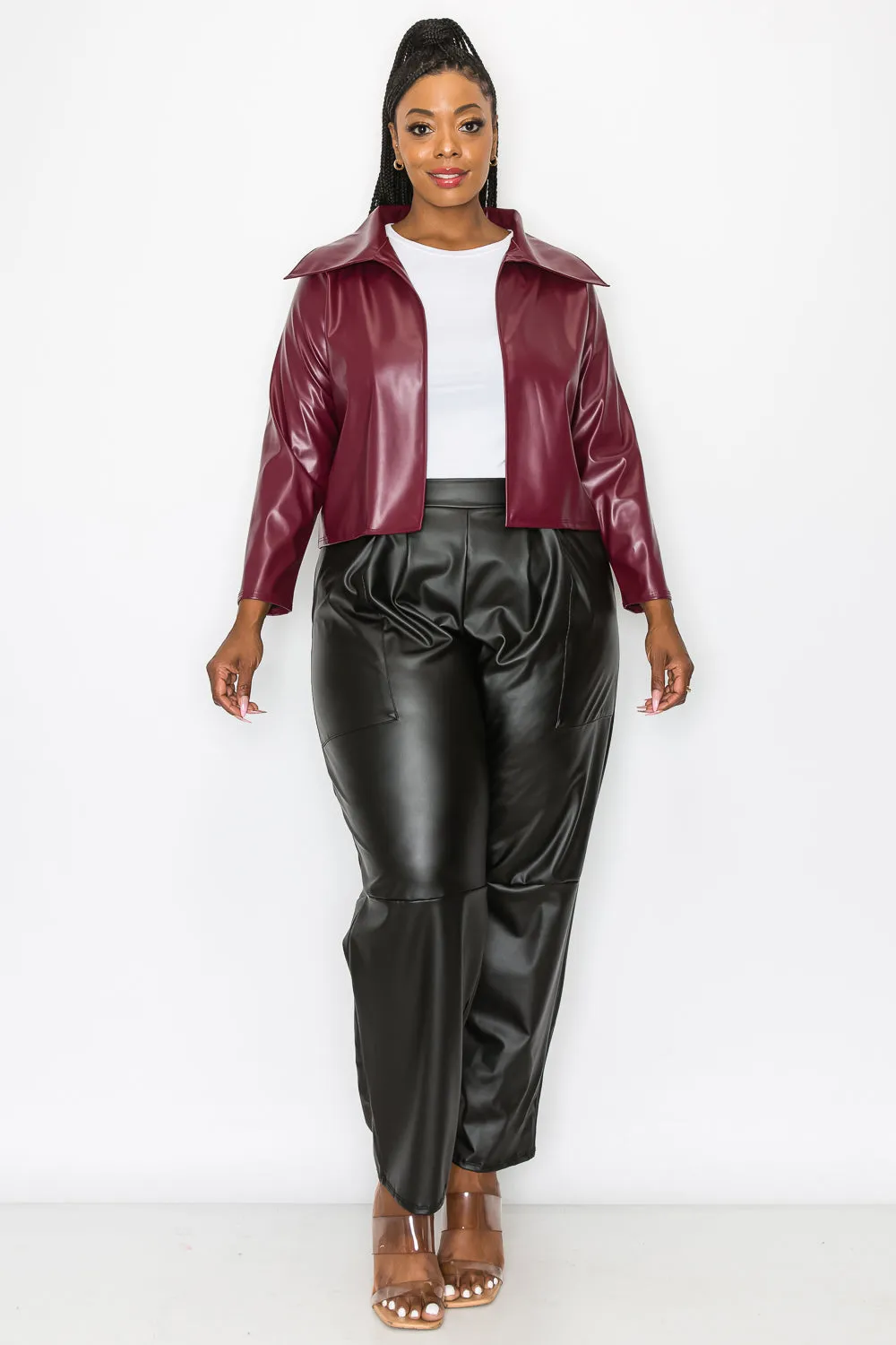 Ryder Crop Vegan Leather Jacket